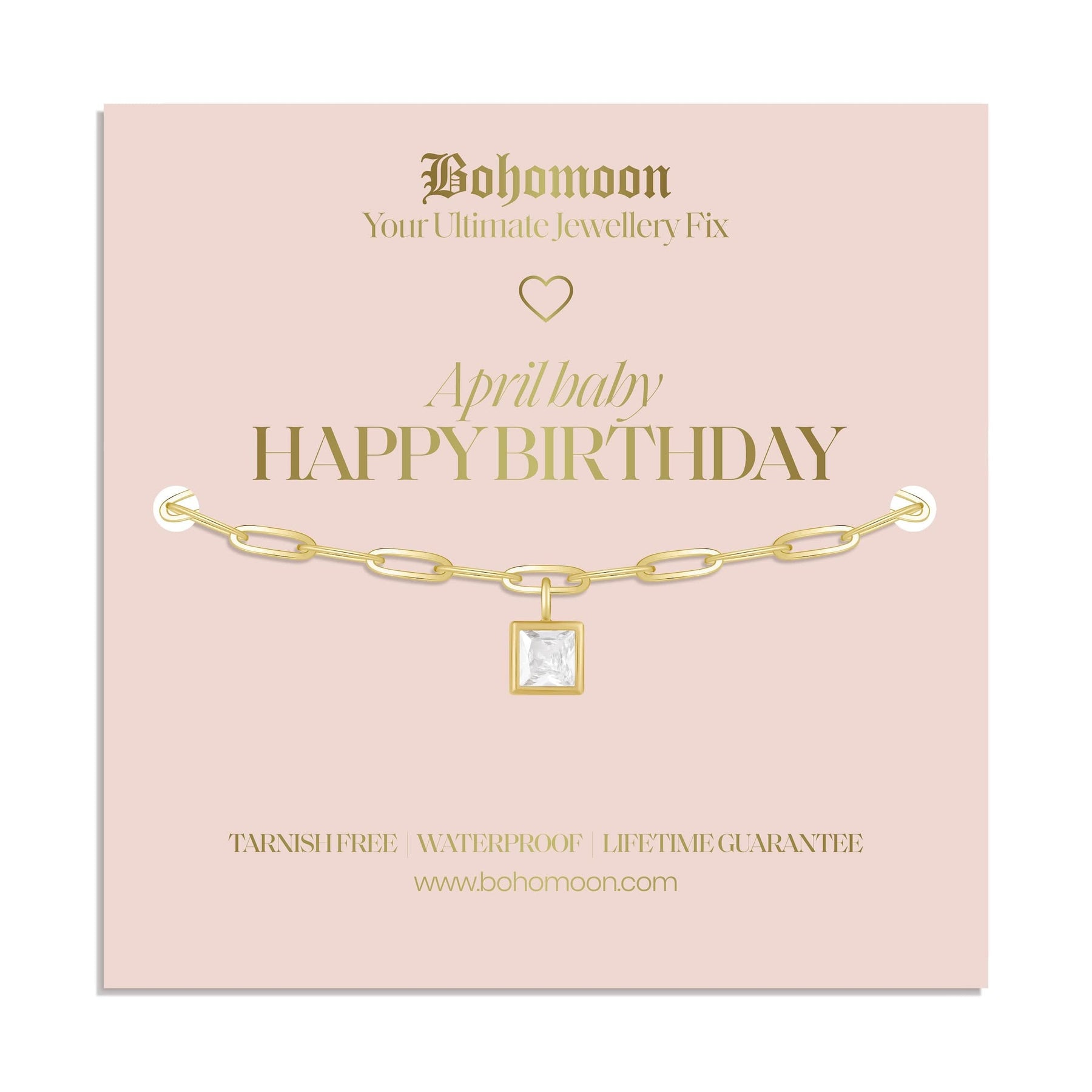 Bohomoon Stainless Steel Happy Birthday Birthstone Bracelet