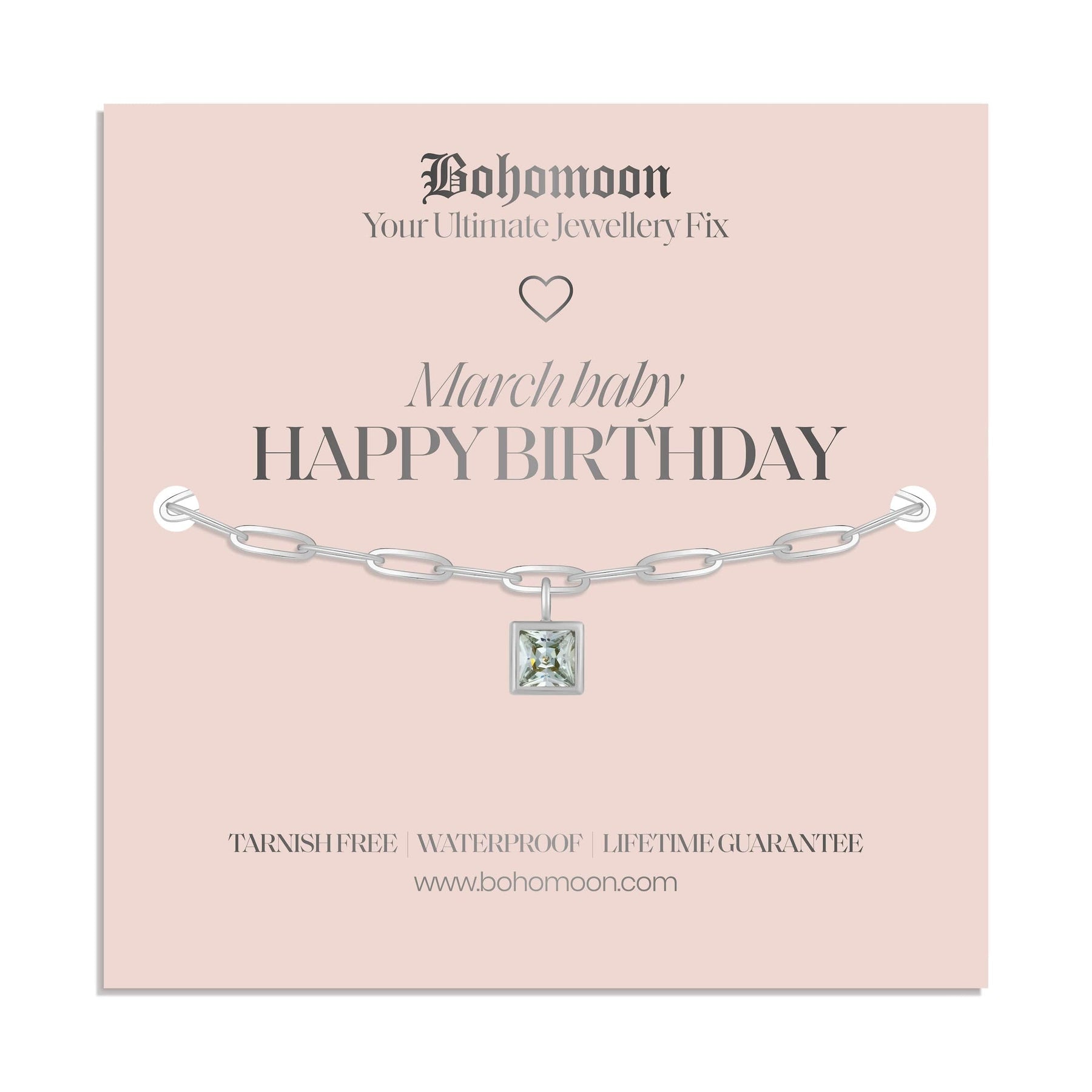 Bohomoon Stainless Steel Happy Birthday Birthstone Bracelet