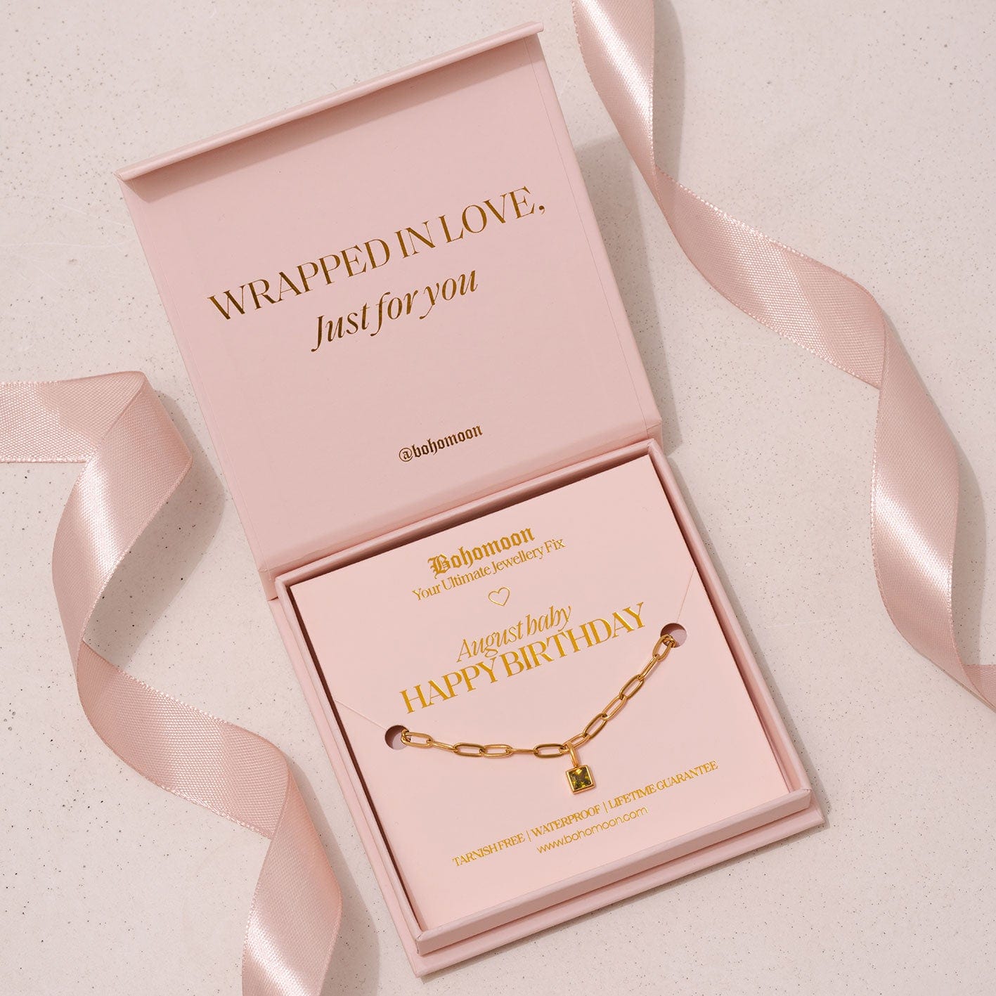 Bohomoon Stainless Steel Happy Birthday Birthstone Bracelet