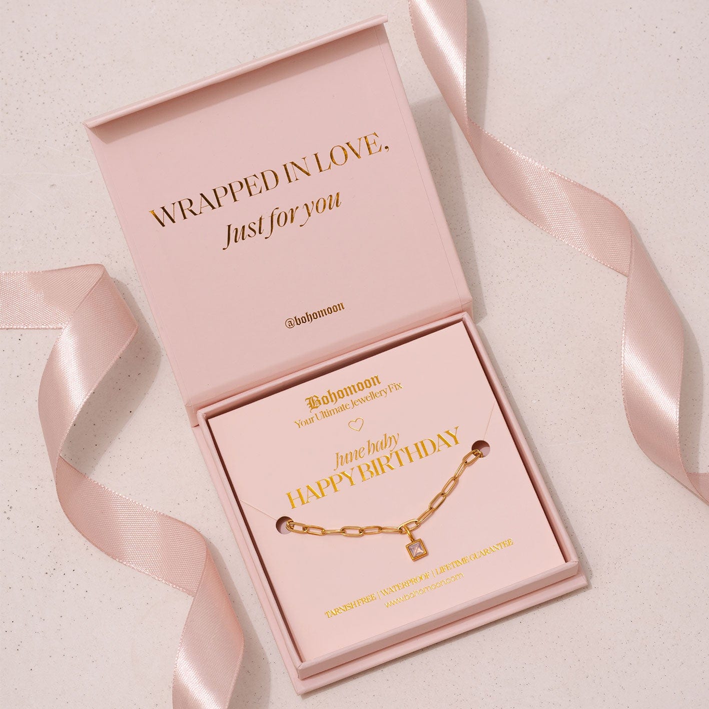 Bohomoon Stainless Steel Happy Birthday Birthstone Bracelet