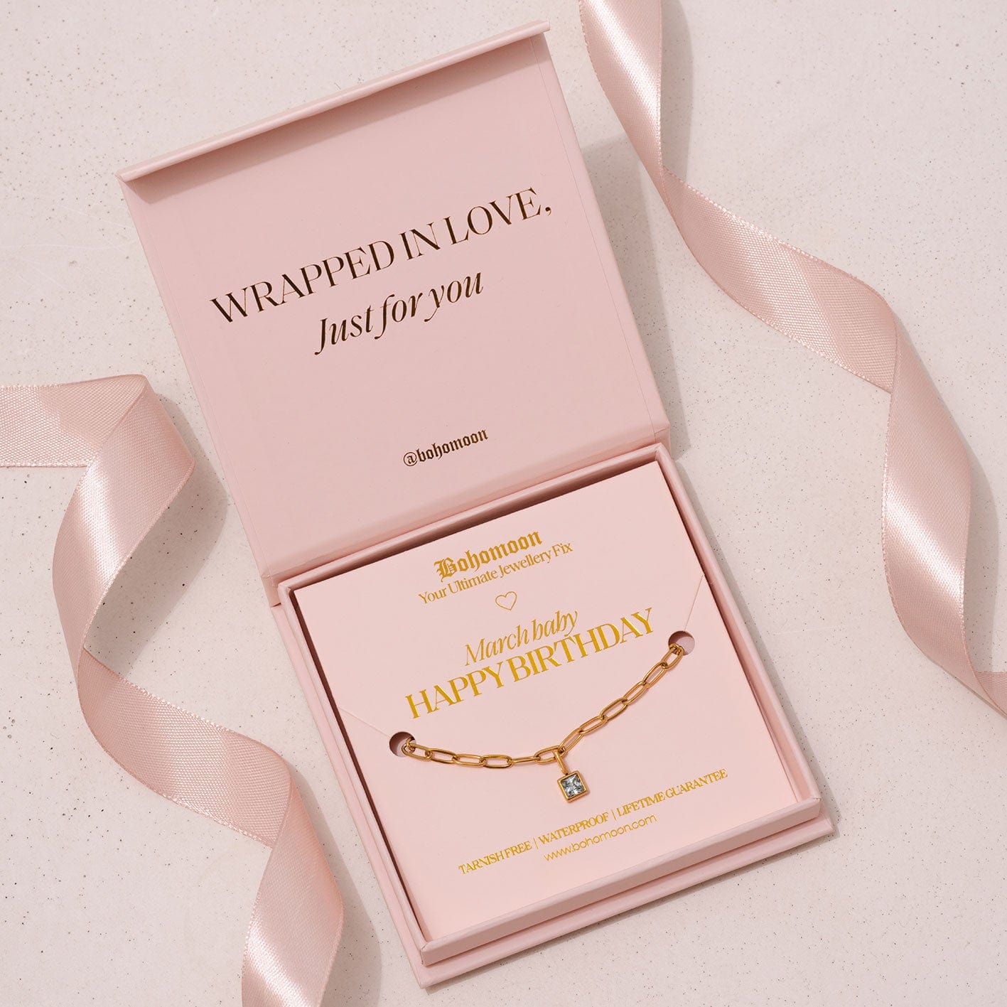 Bohomoon Stainless Steel Happy Birthday Birthstone Bracelet