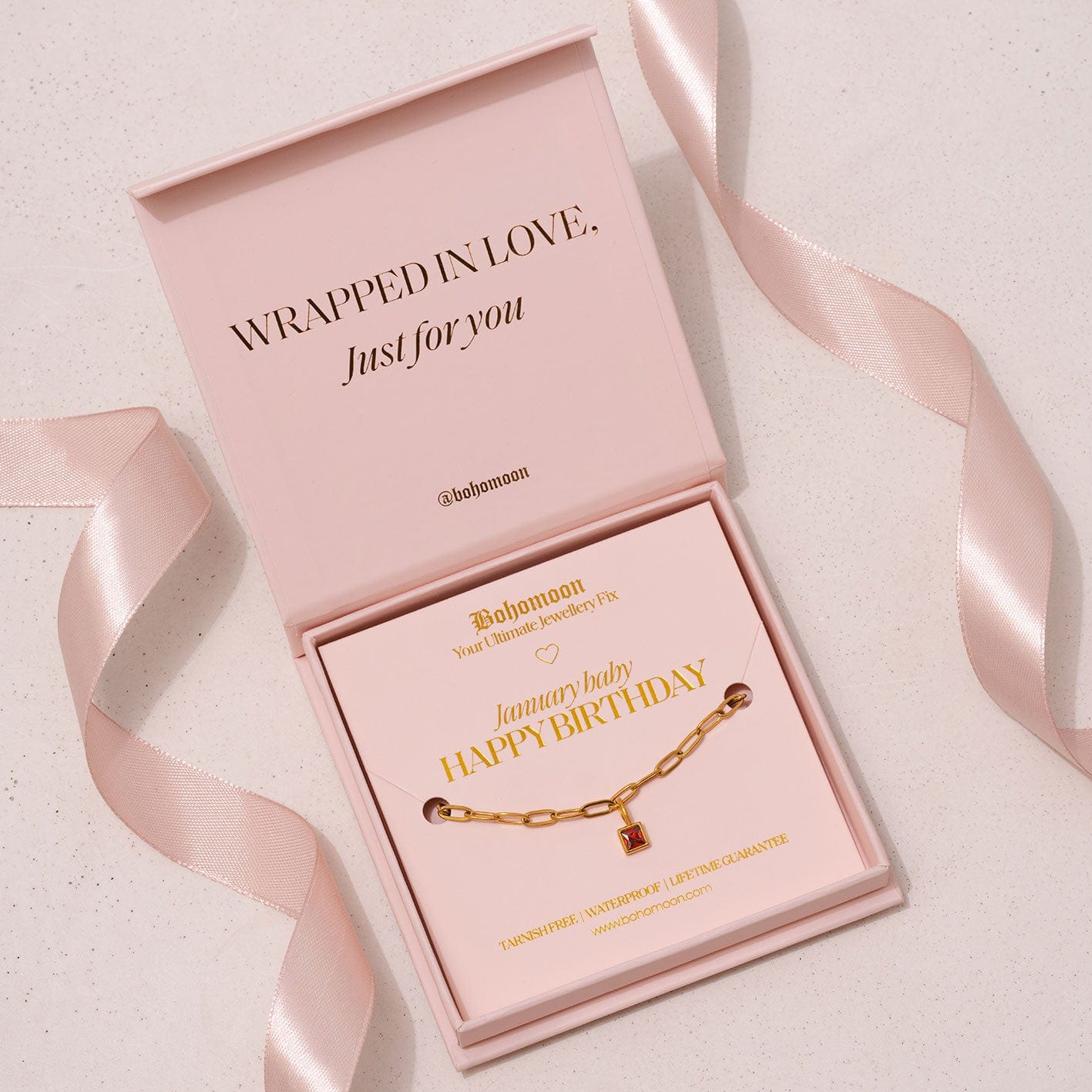 Bohomoon Stainless Steel Happy Birthday Birthstone Bracelet