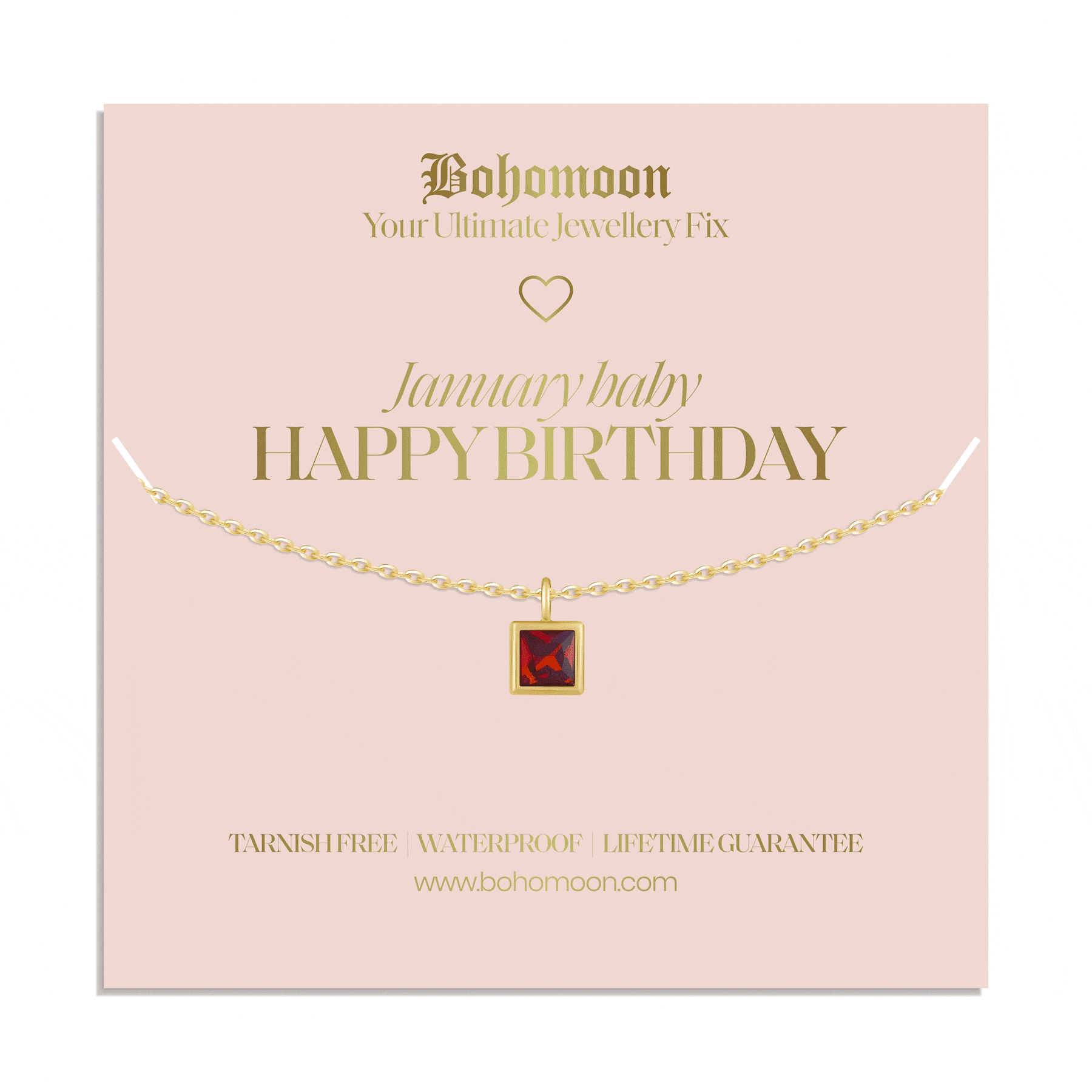Bohomoon Stainless Steel Happy Birthday Birthstone Necklace