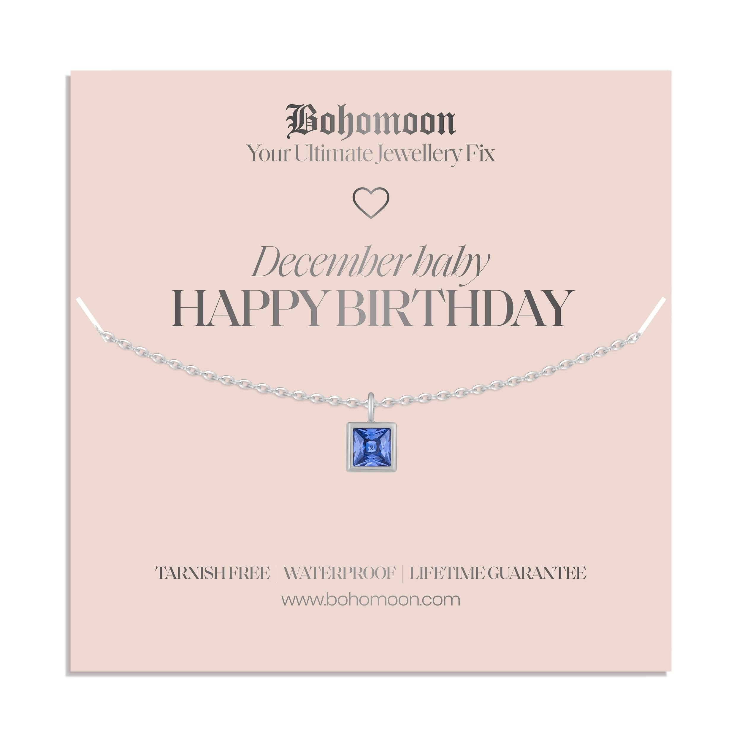 Bohomoon Stainless Steel Happy Birthday Birthstone Necklace