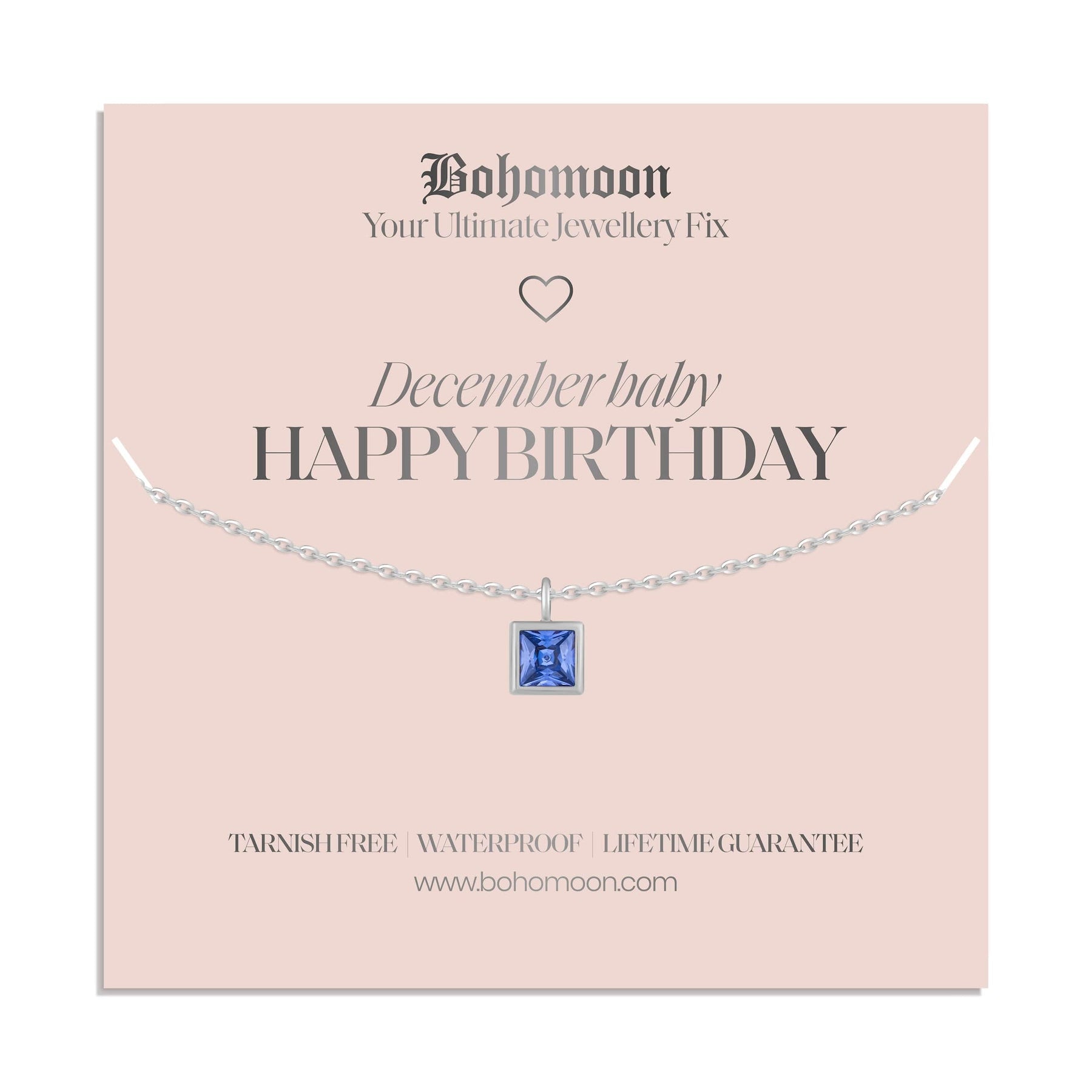 Bohomoon Stainless Steel Happy Birthday Birthstone Necklace