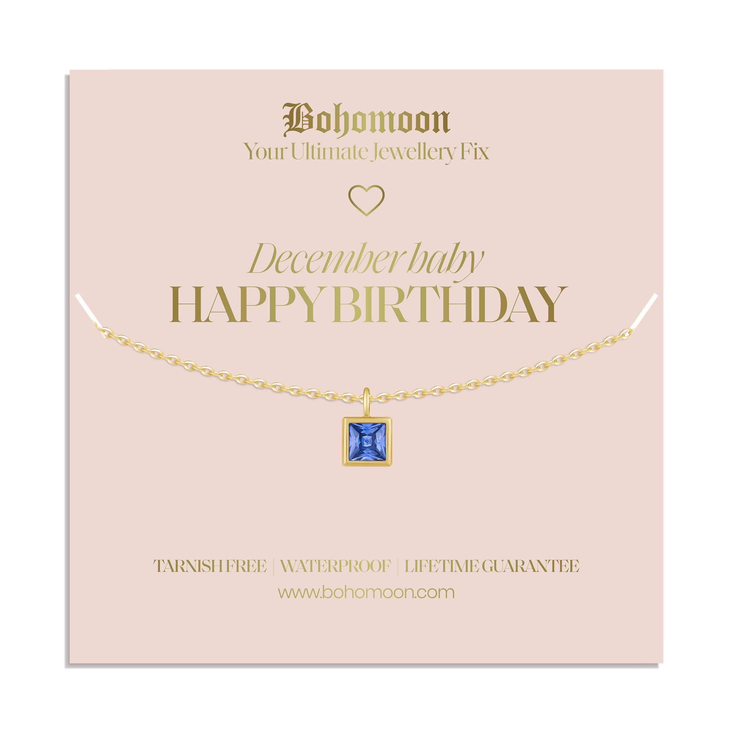 Bohomoon Stainless Steel Happy Birthday Birthstone Necklace
