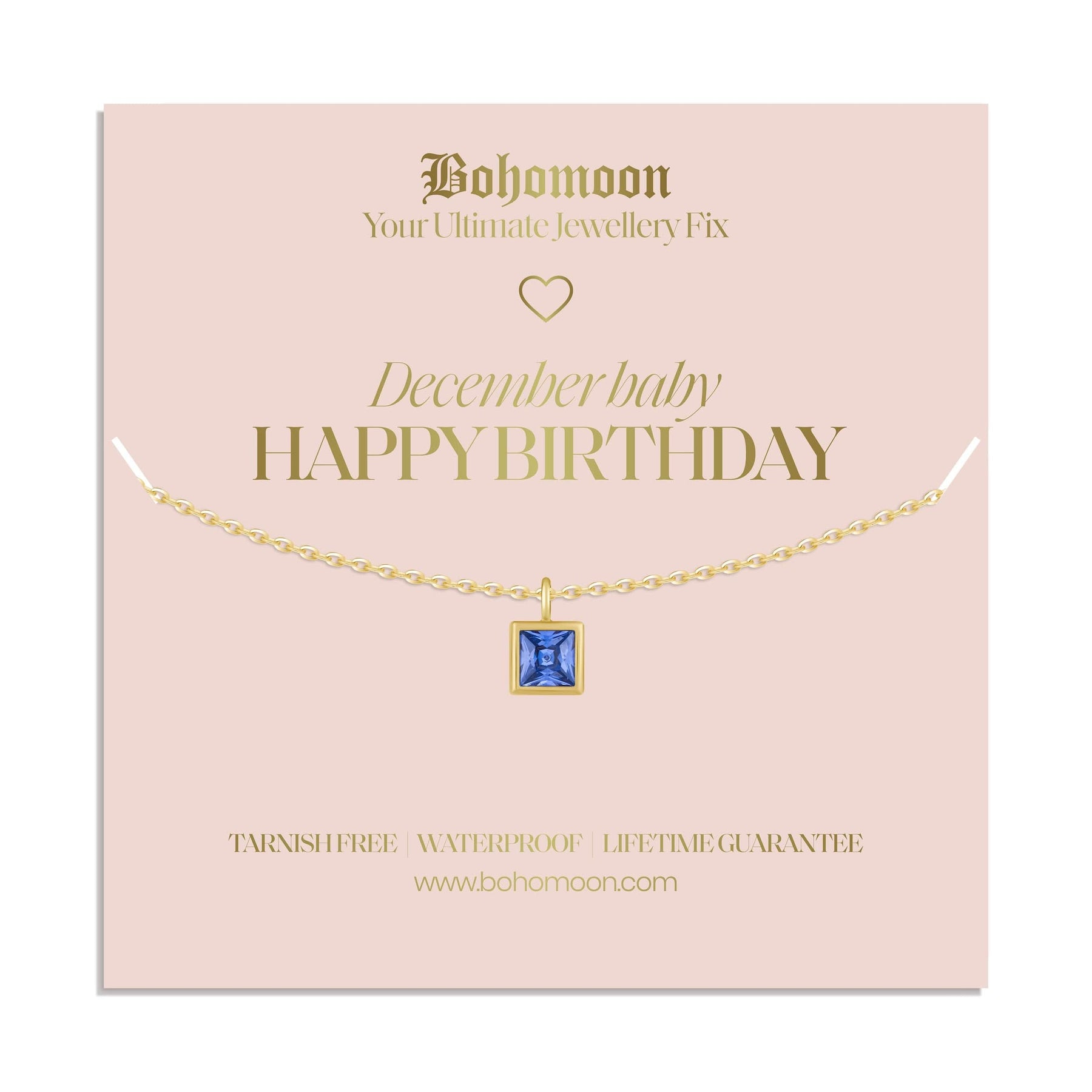 Bohomoon Stainless Steel Happy Birthday Birthstone Necklace