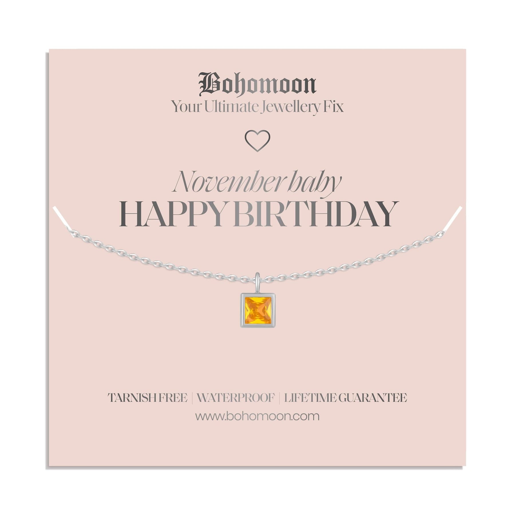 Bohomoon Stainless Steel Happy Birthday Birthstone Necklace