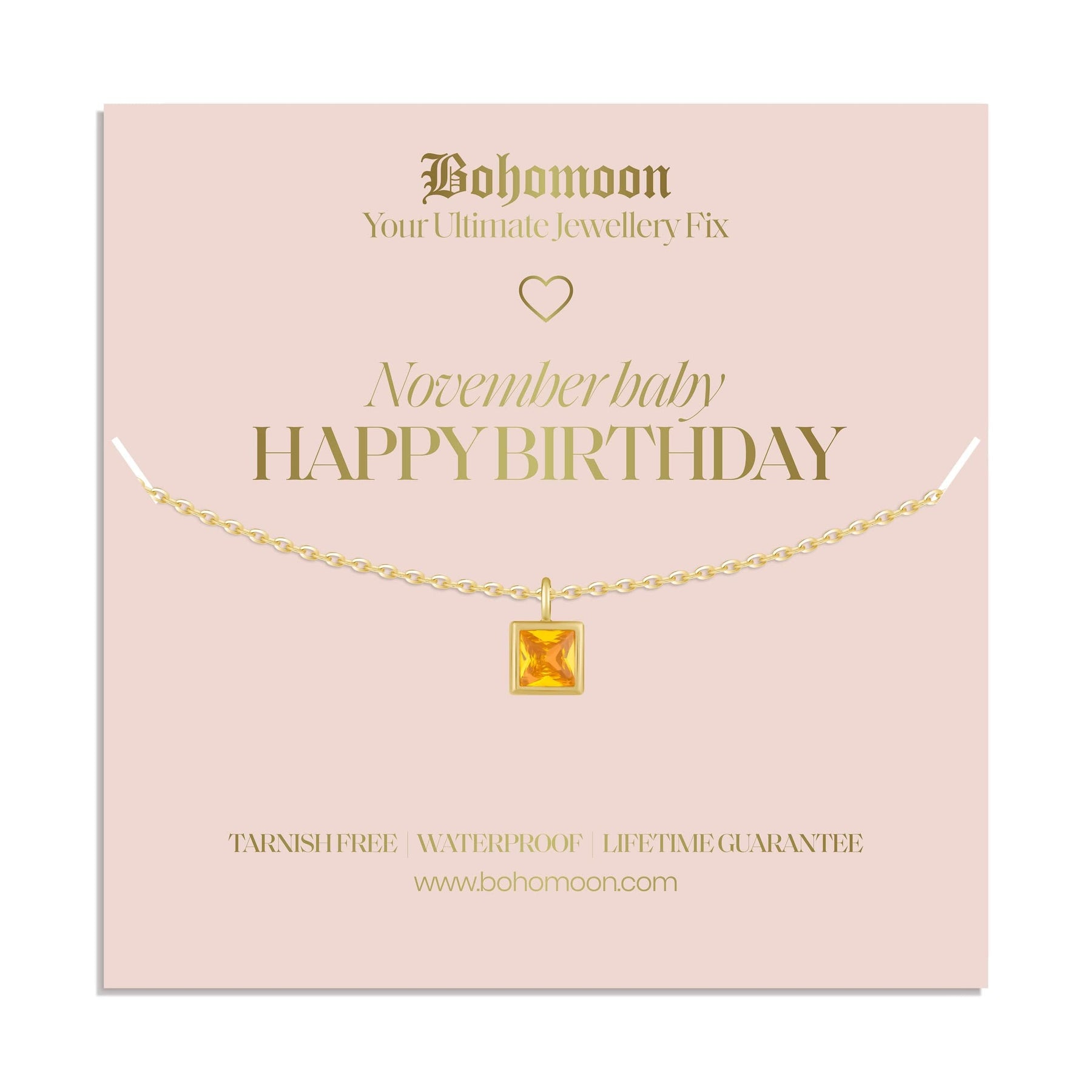 Bohomoon Stainless Steel Happy Birthday Birthstone Necklace