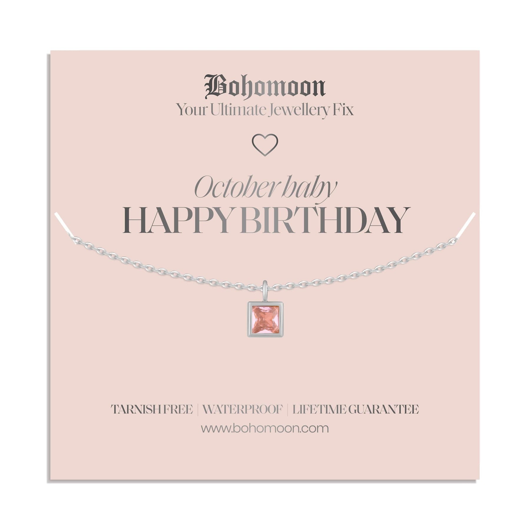 Bohomoon Stainless Steel Happy Birthday Birthstone Necklace