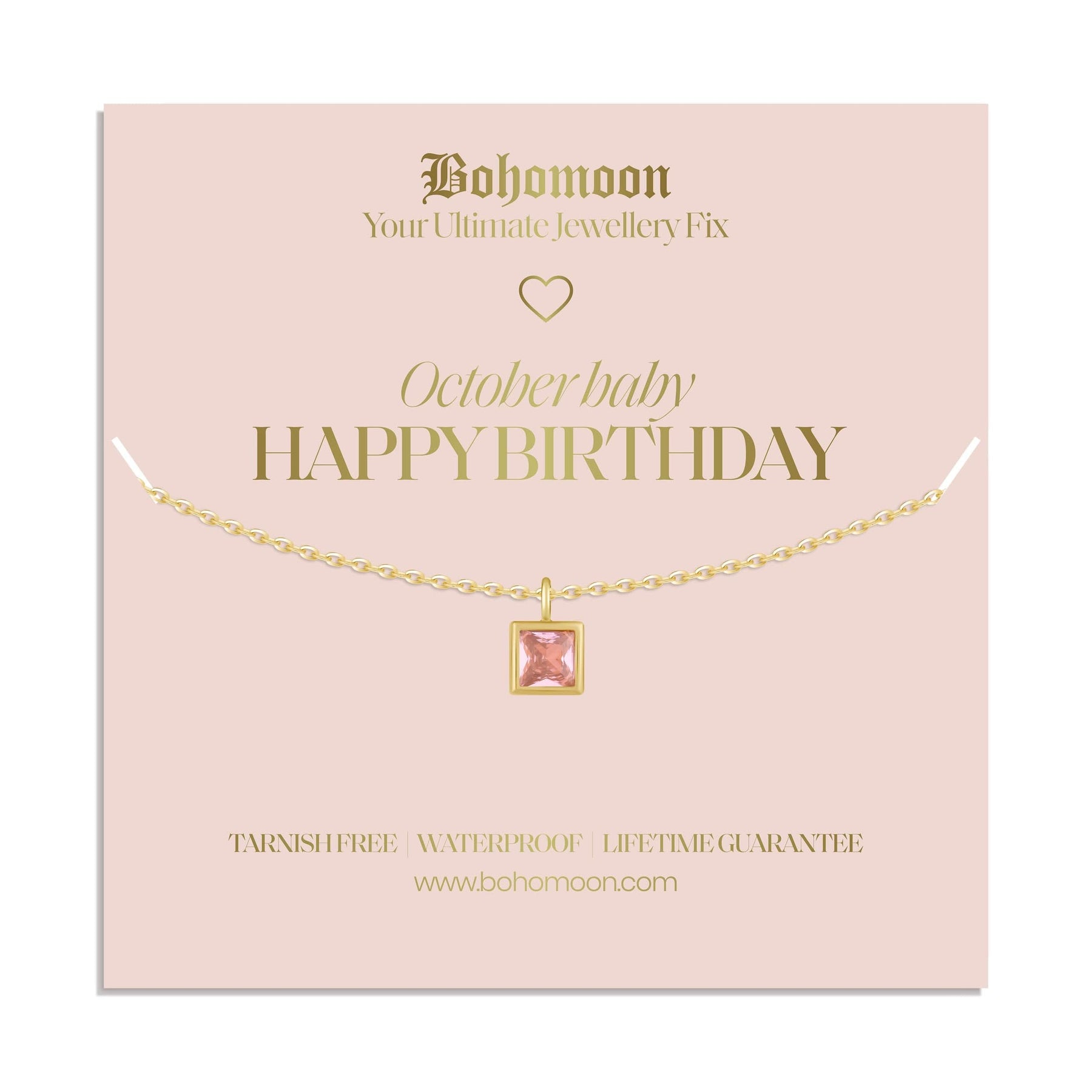 Bohomoon Stainless Steel Happy Birthday Birthstone Necklace