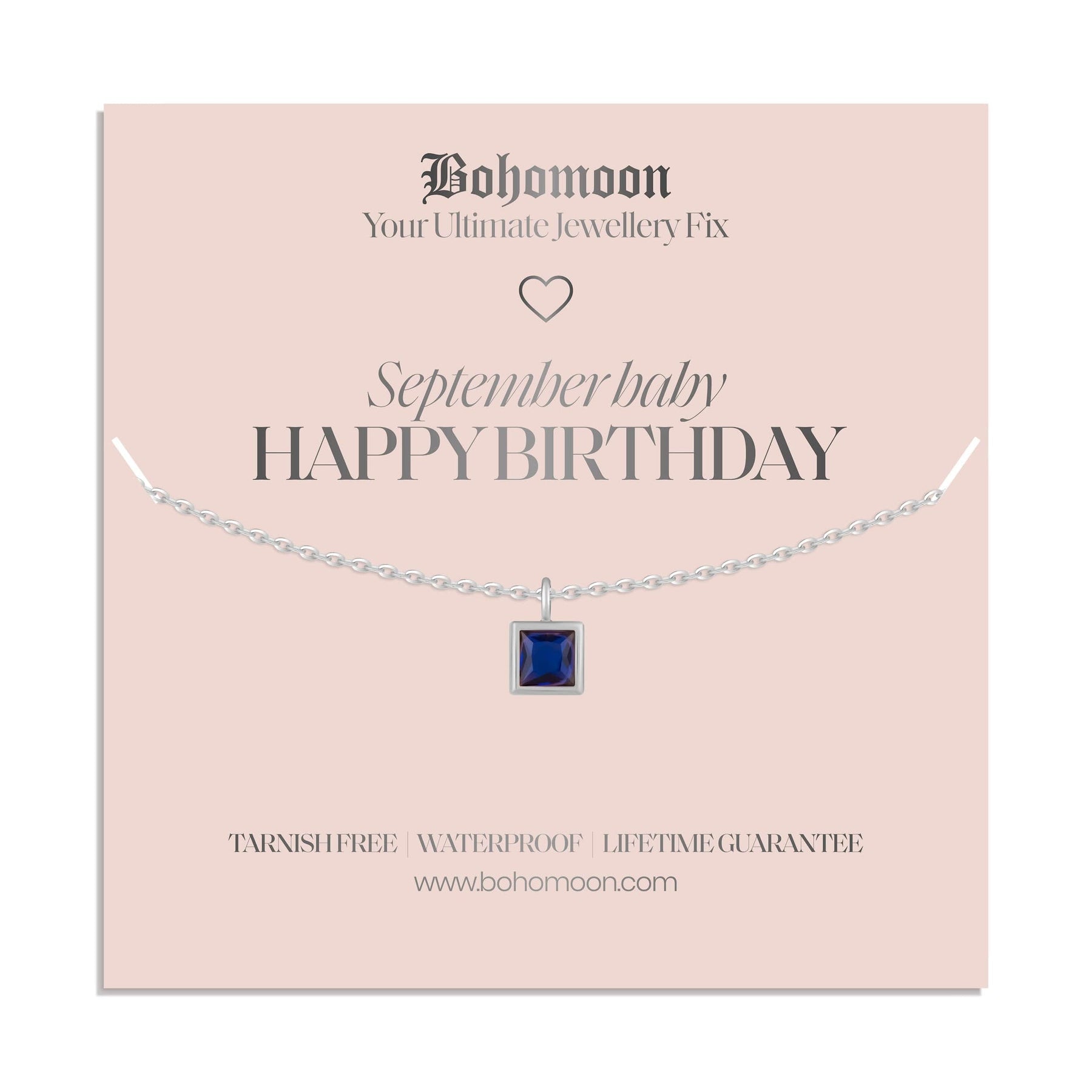 Bohomoon Stainless Steel Happy Birthday Birthstone Necklace