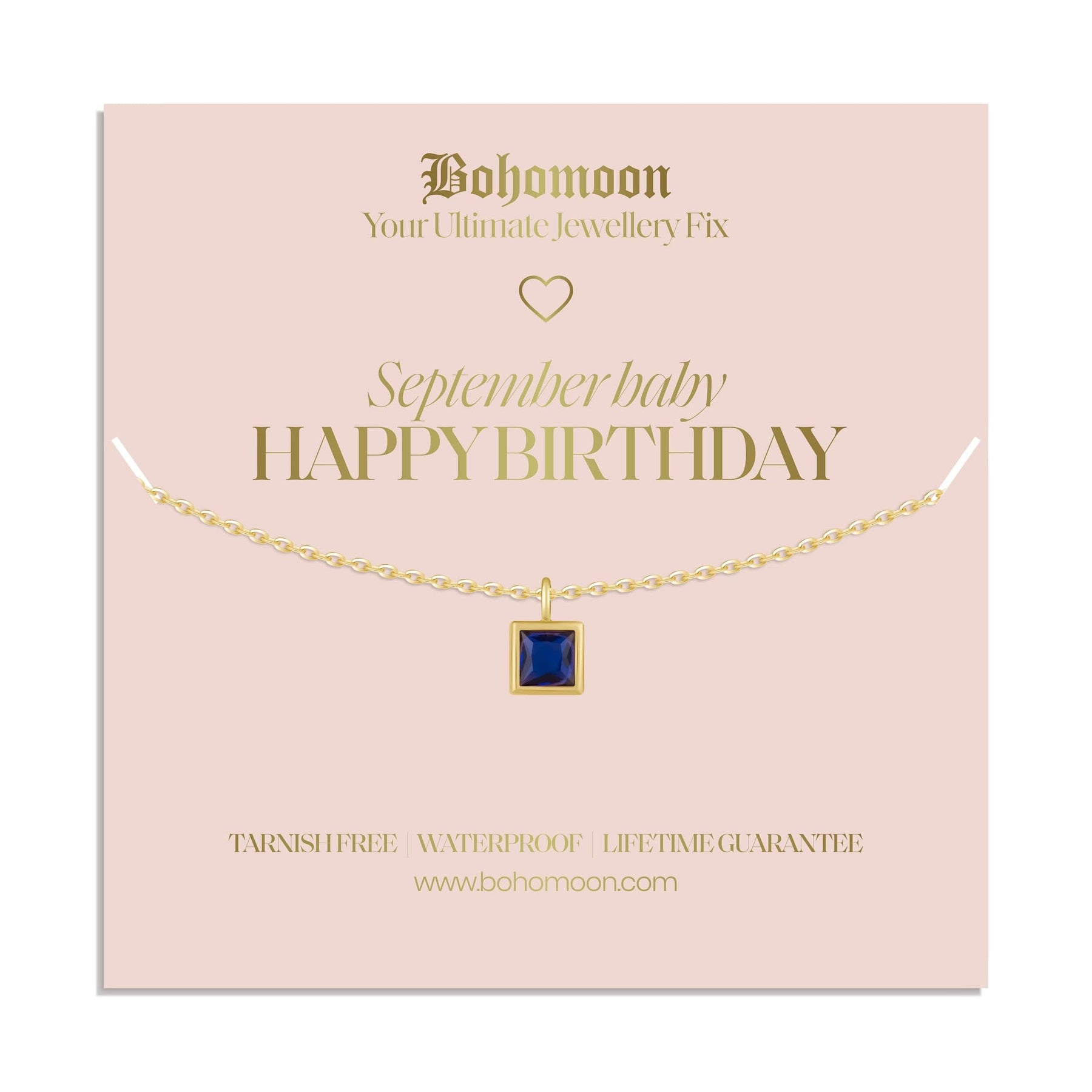 Bohomoon Stainless Steel Happy Birthday Birthstone Necklace