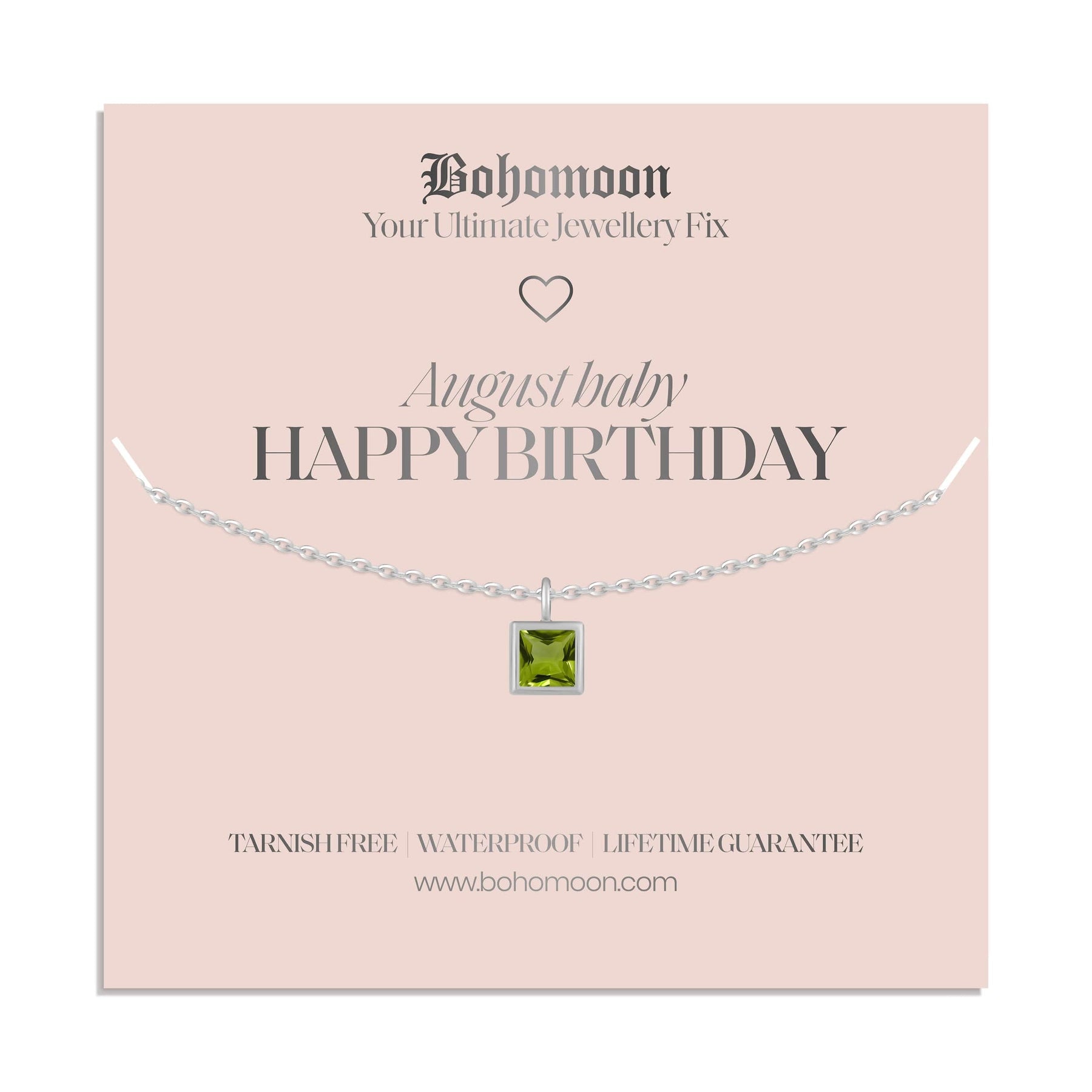 Bohomoon Stainless Steel Happy Birthday Birthstone Necklace