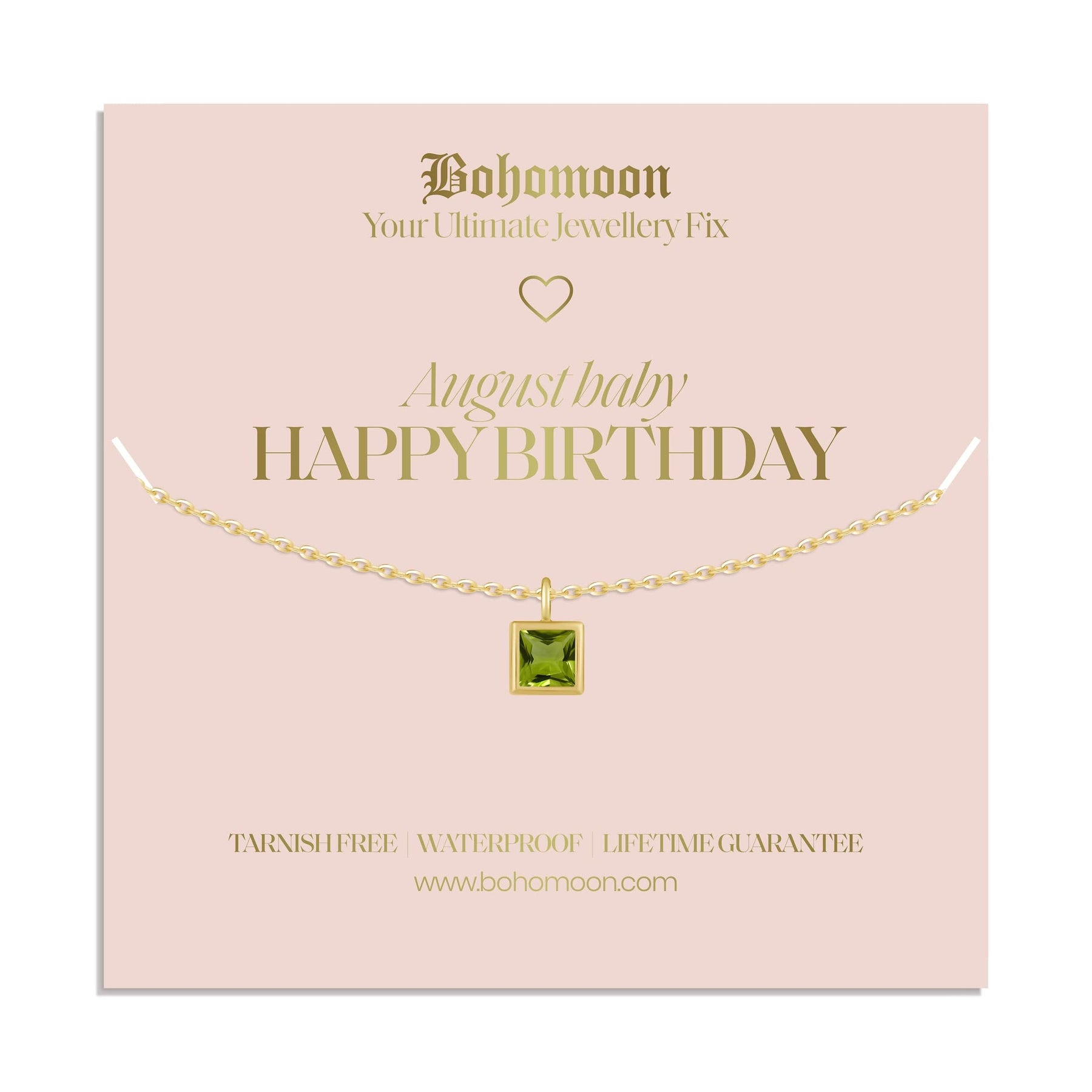 Bohomoon Stainless Steel Happy Birthday Birthstone Necklace