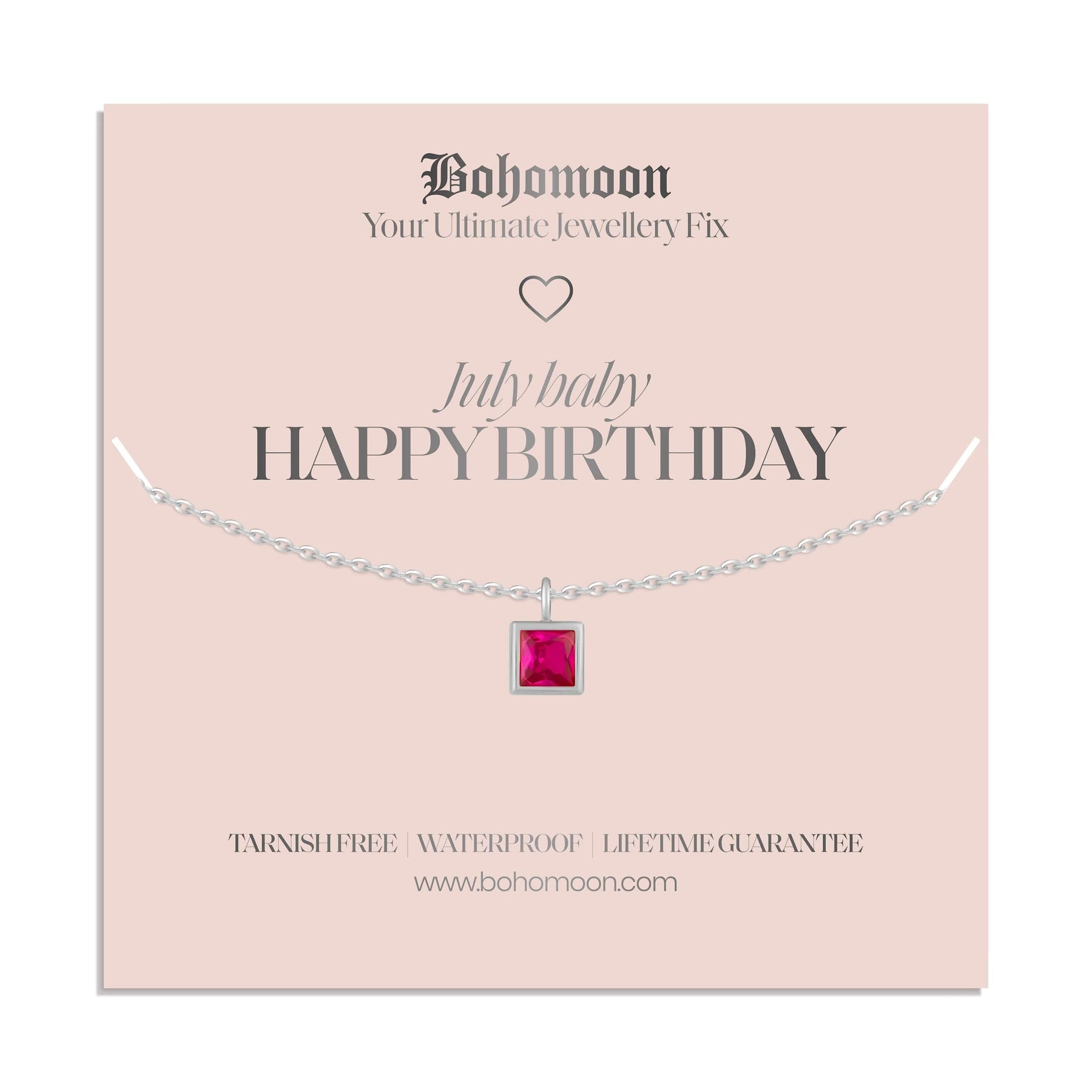 Bohomoon Stainless Steel Happy Birthday Birthstone Necklace