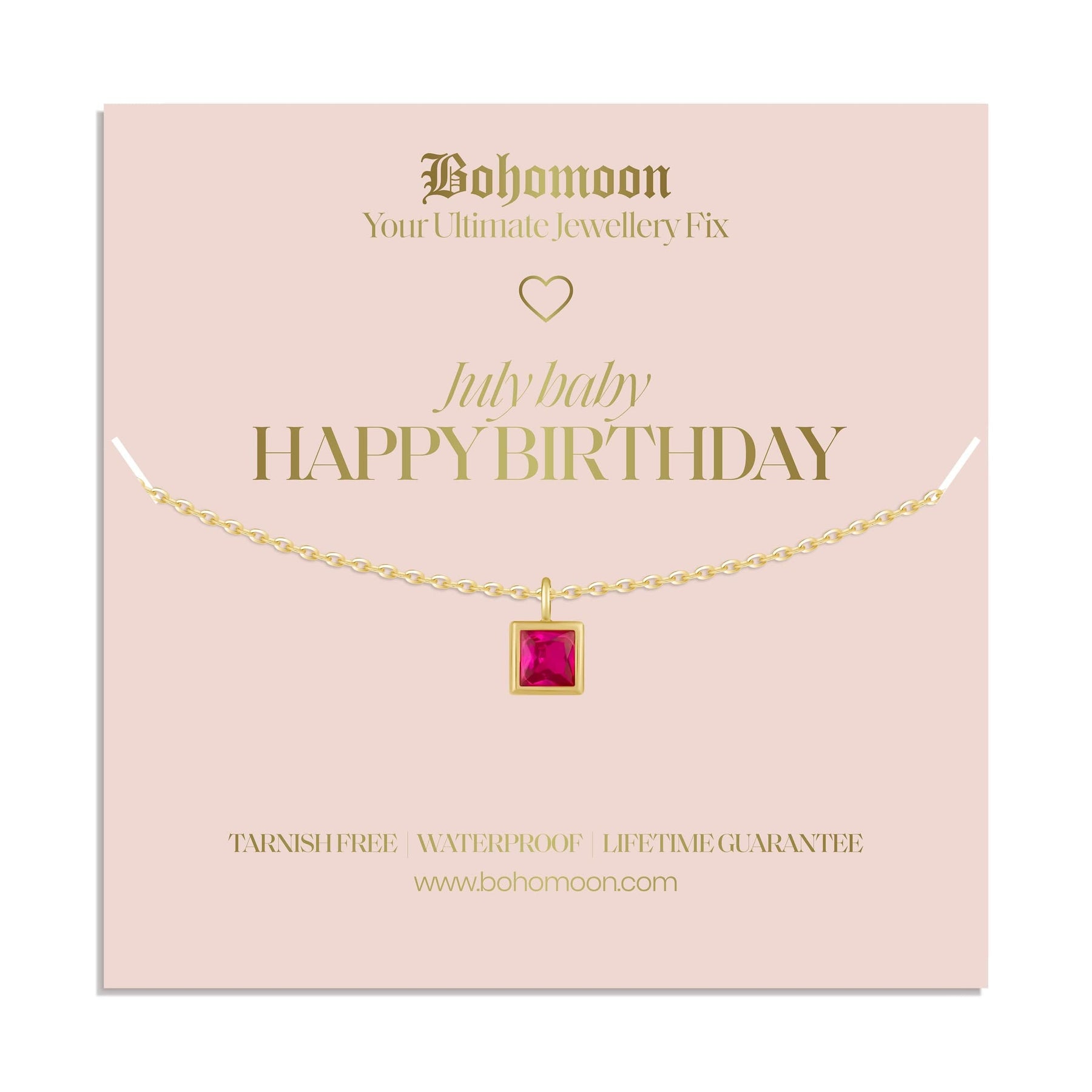 Bohomoon Stainless Steel Happy Birthday Birthstone Necklace