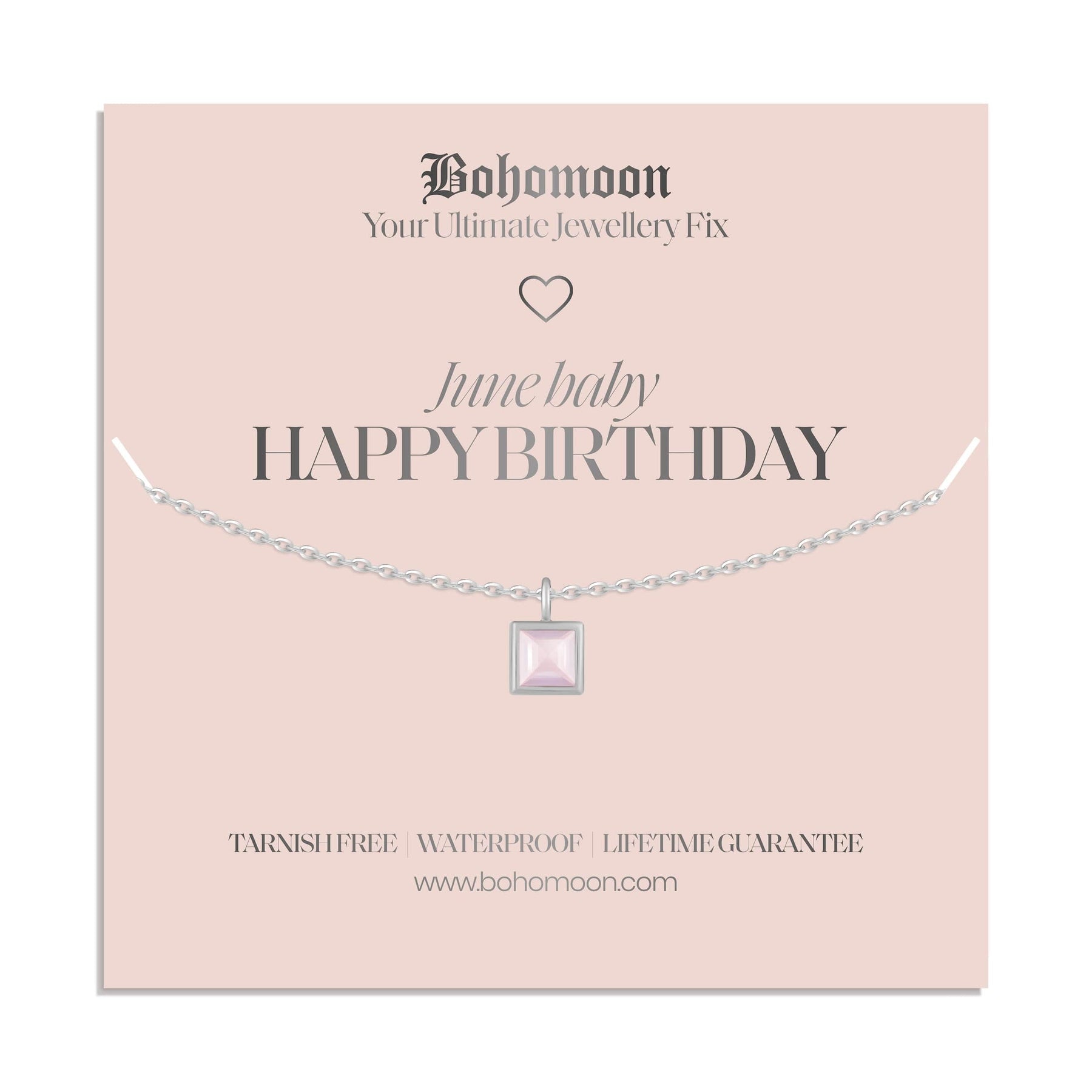 Bohomoon Stainless Steel Happy Birthday Birthstone Necklace