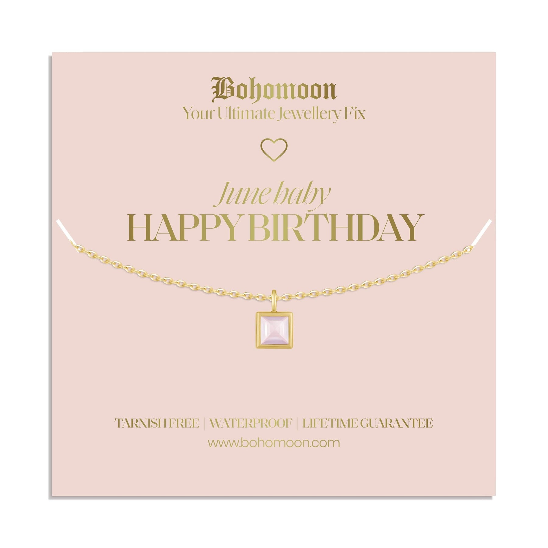 Bohomoon Stainless Steel Happy Birthday Birthstone Necklace