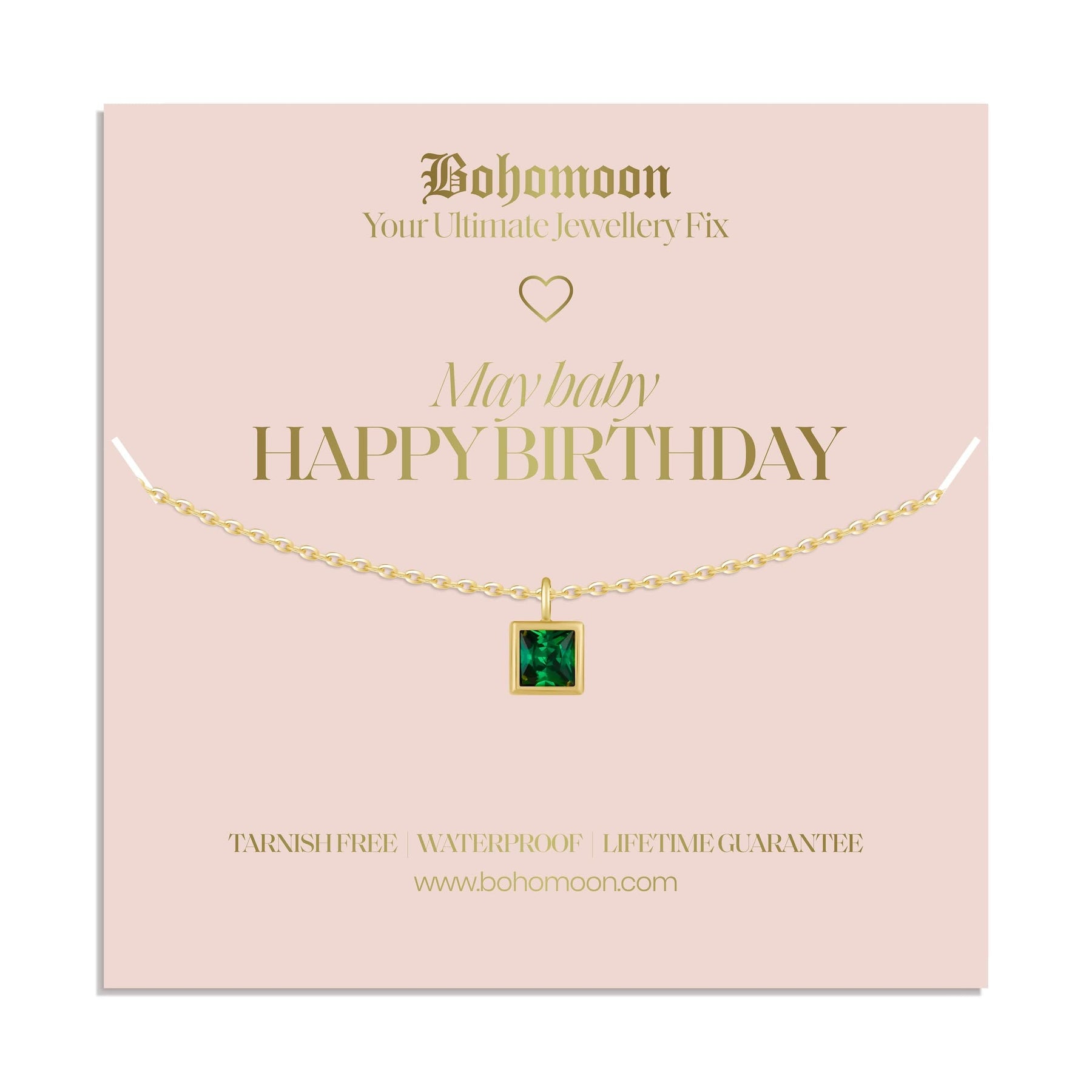 Bohomoon Stainless Steel Happy Birthday Birthstone Necklace