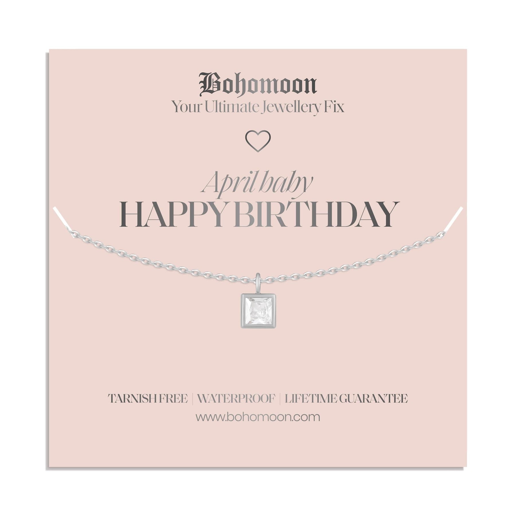 Bohomoon Stainless Steel Happy Birthday Birthstone Necklace