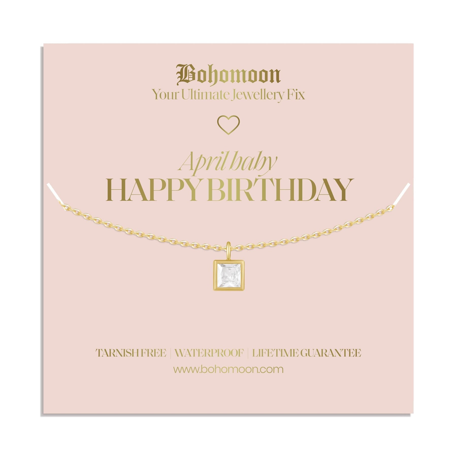 Bohomoon Stainless Steel Happy Birthday Birthstone Necklace