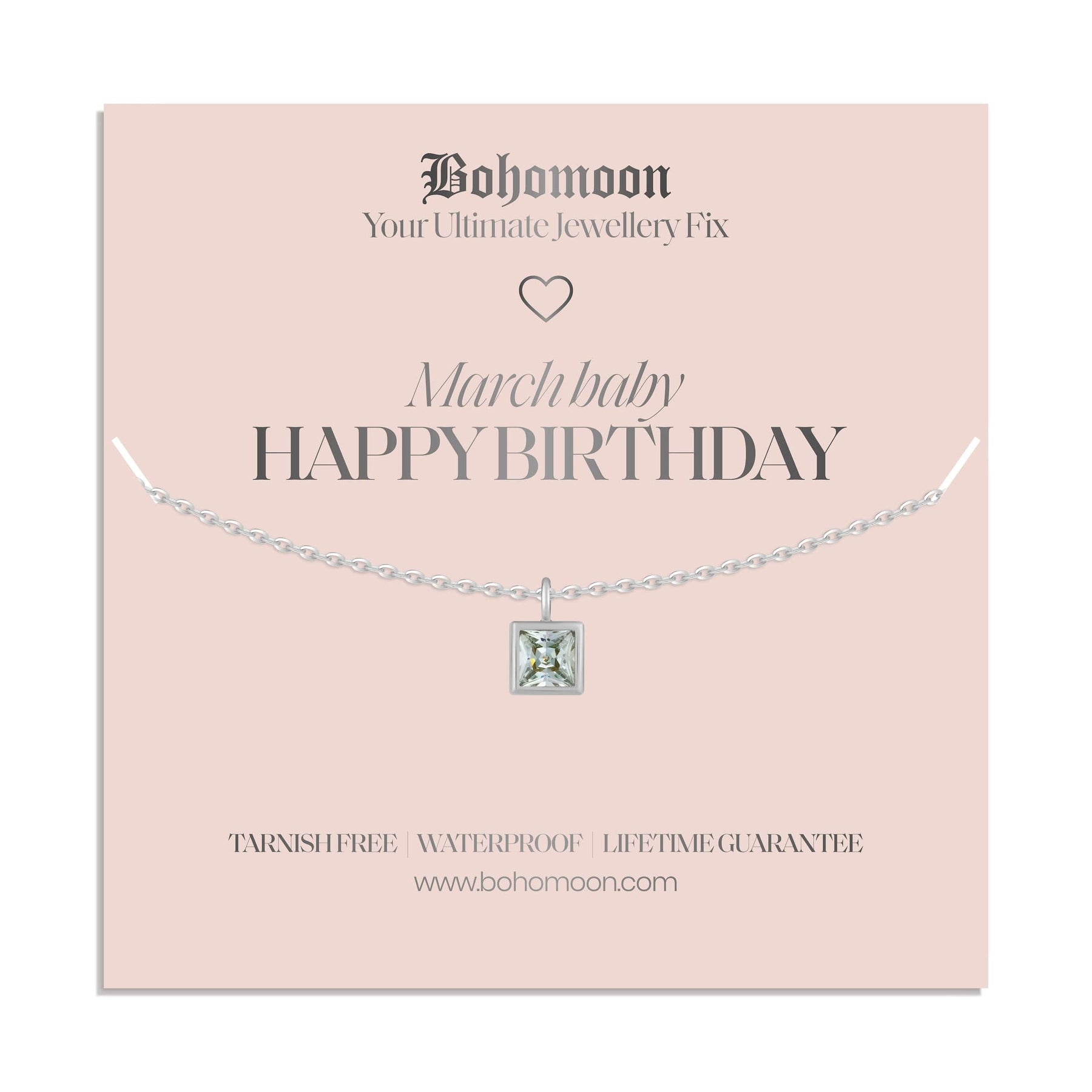 Bohomoon Stainless Steel Happy Birthday Birthstone Necklace