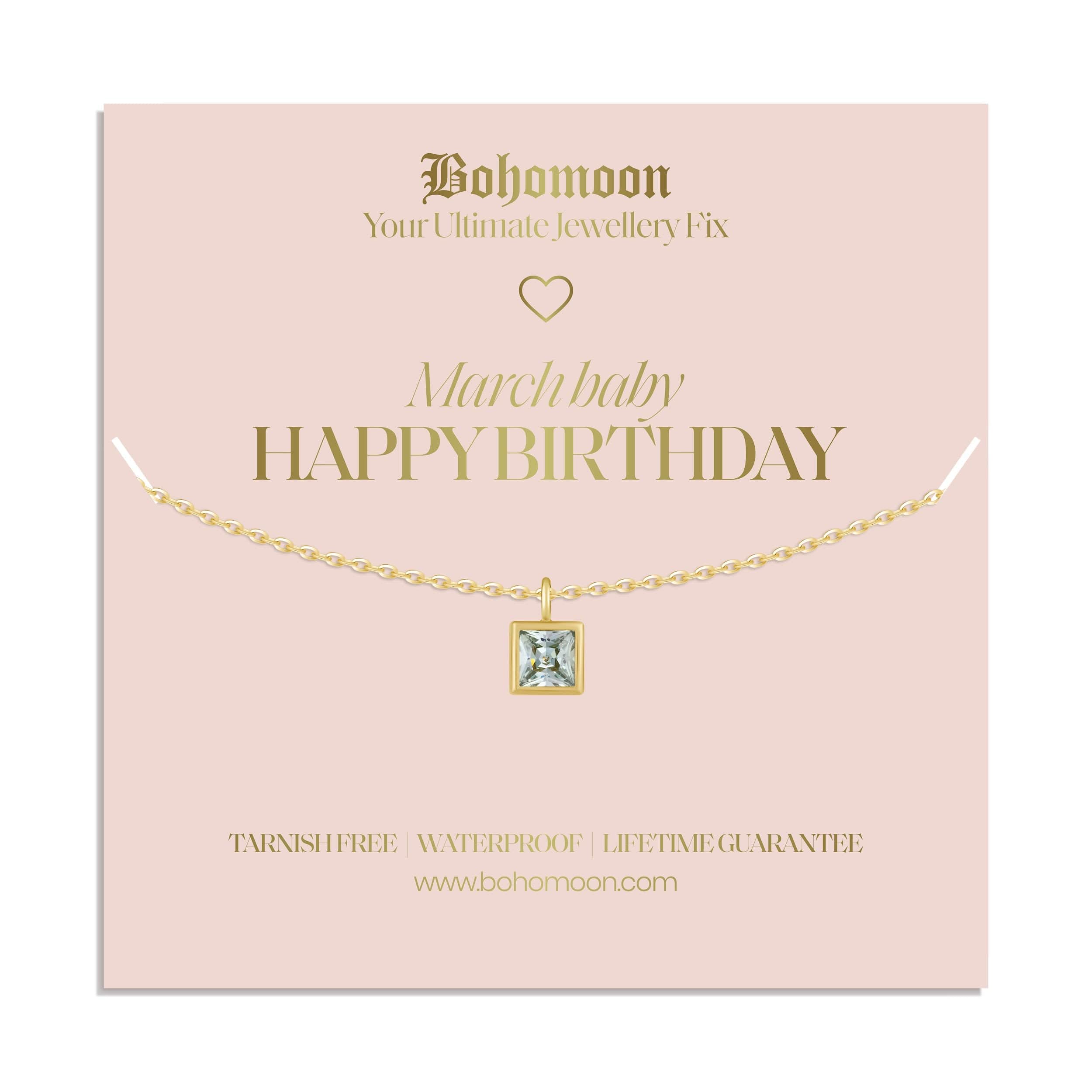 Bohomoon Stainless Steel Happy Birthday Birthstone Necklace