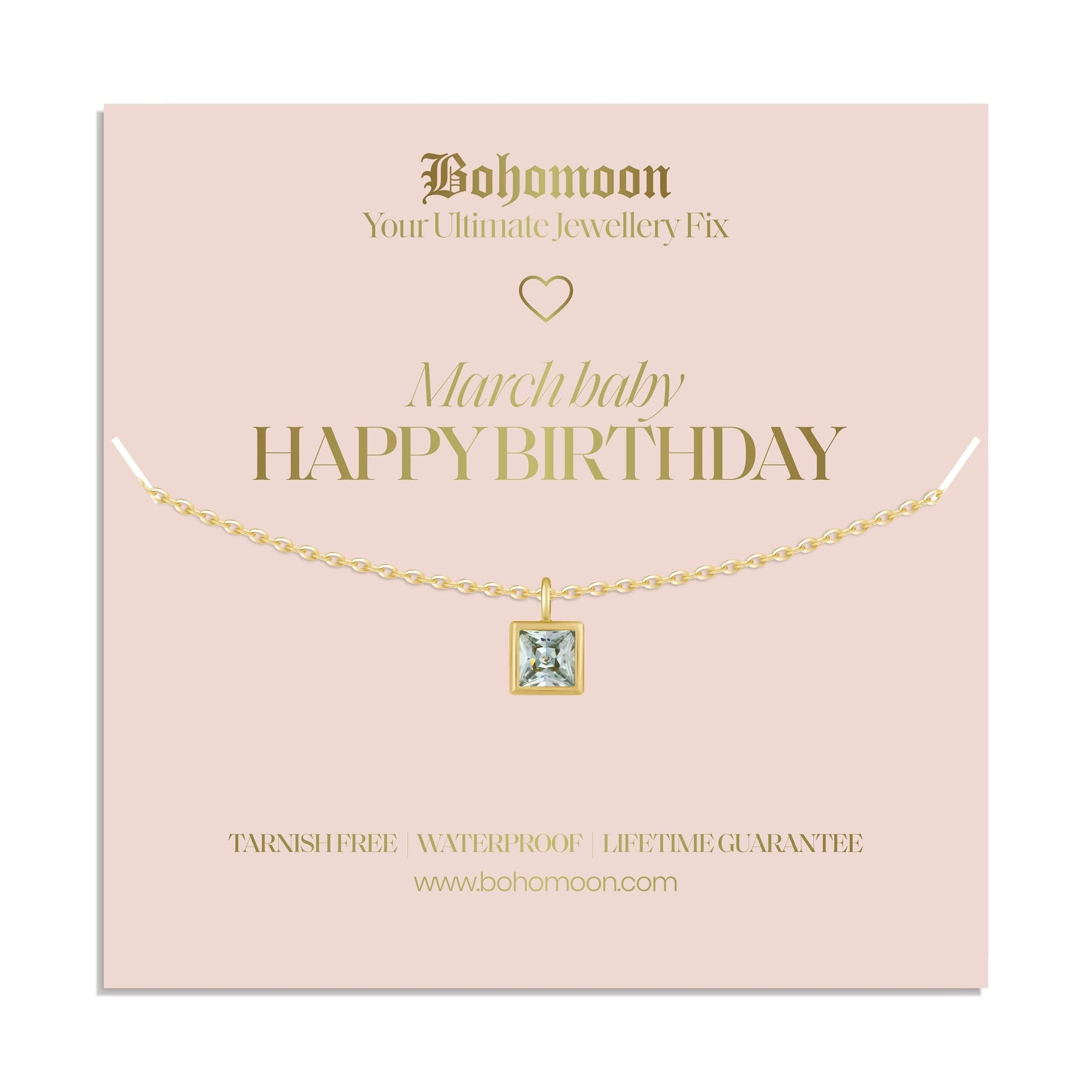 Bohomoon Stainless Steel Happy Birthday Birthstone Necklace
