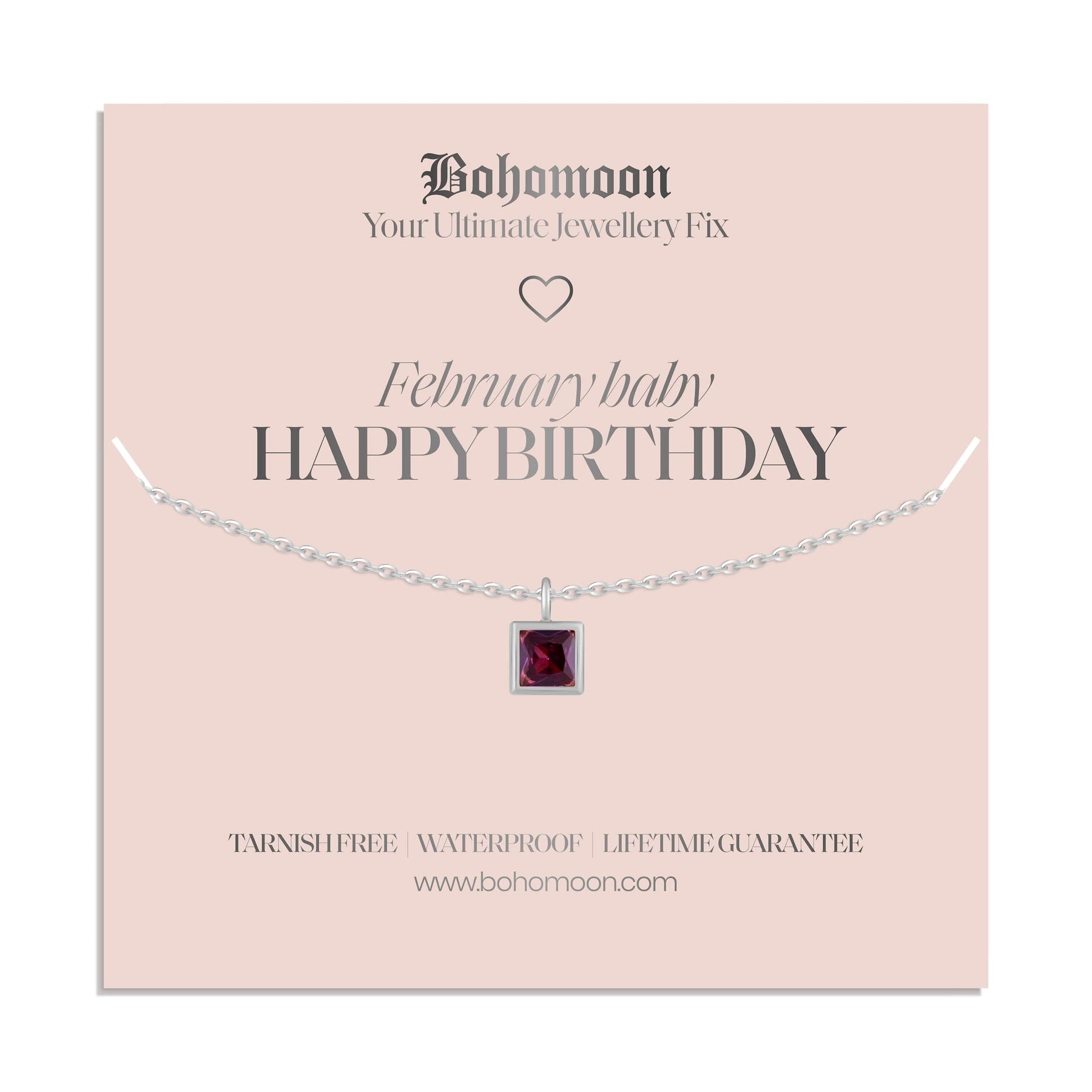Bohomoon Stainless Steel Happy Birthday Birthstone Necklace
