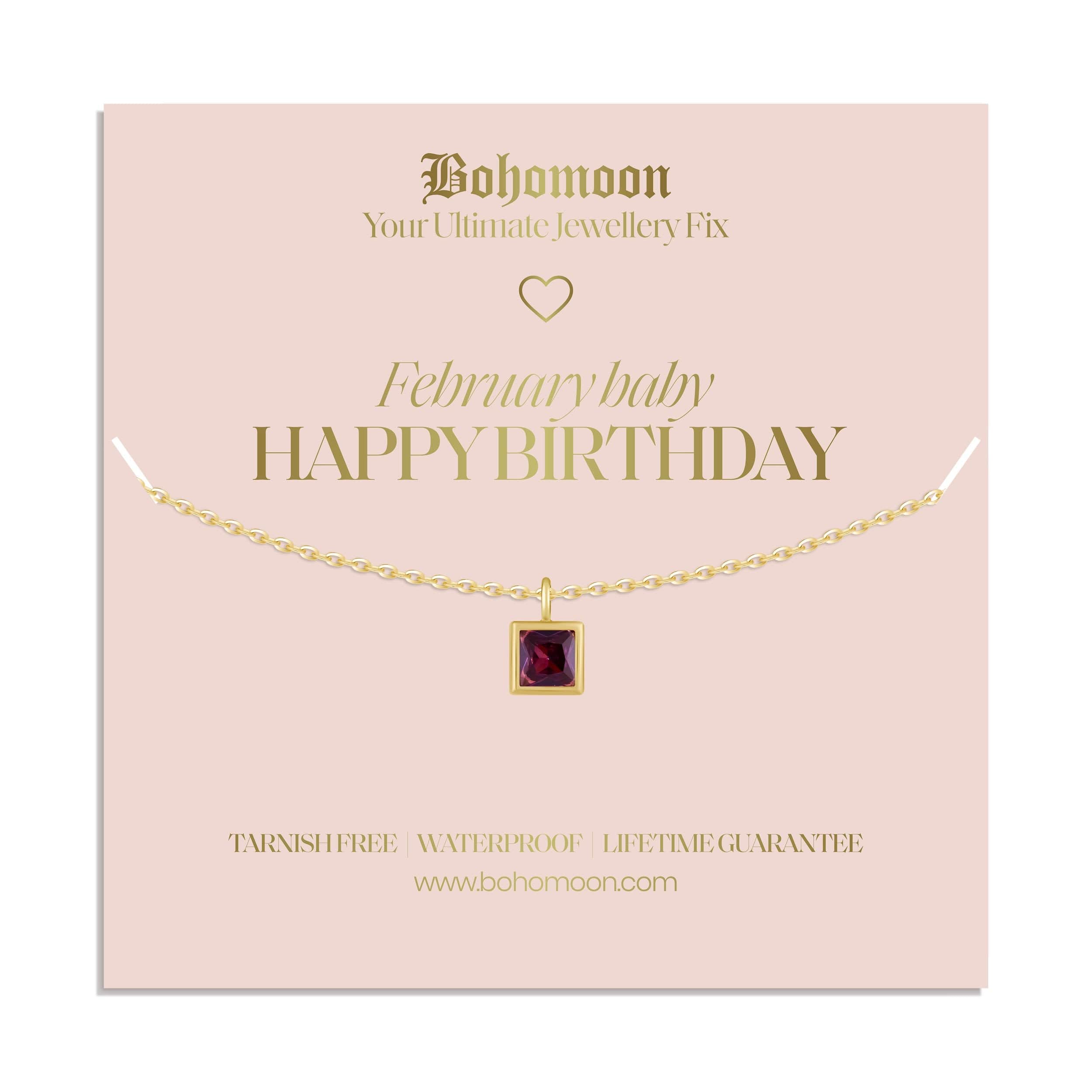 Bohomoon Stainless Steel Happy Birthday Birthstone Necklace