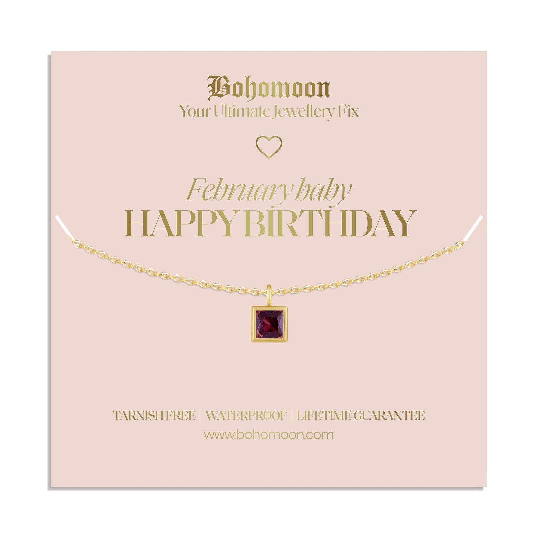Bohomoon Stainless Steel Happy Birthday Birthstone Necklace