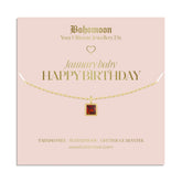 Bohomoon Stainless Steel Happy Birthday Birthstone Necklace