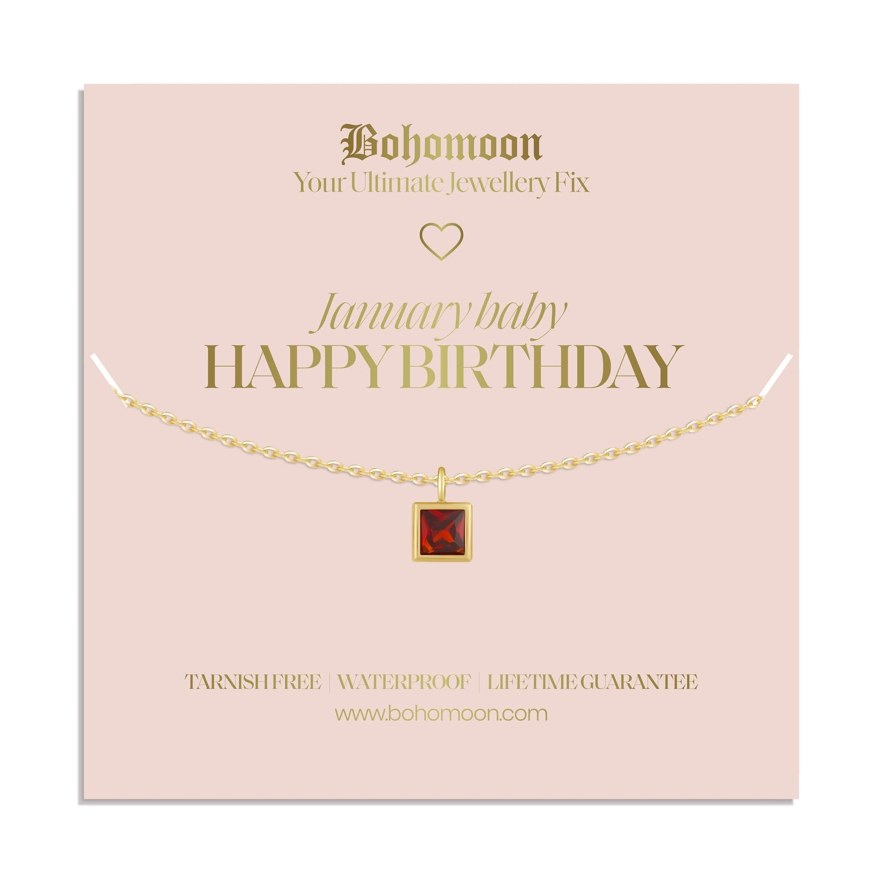 Bohomoon Stainless Steel Happy Birthday Birthstone Necklace