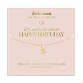 Bohomoon Stainless Steel Happy Birthday Zodiac Necklace