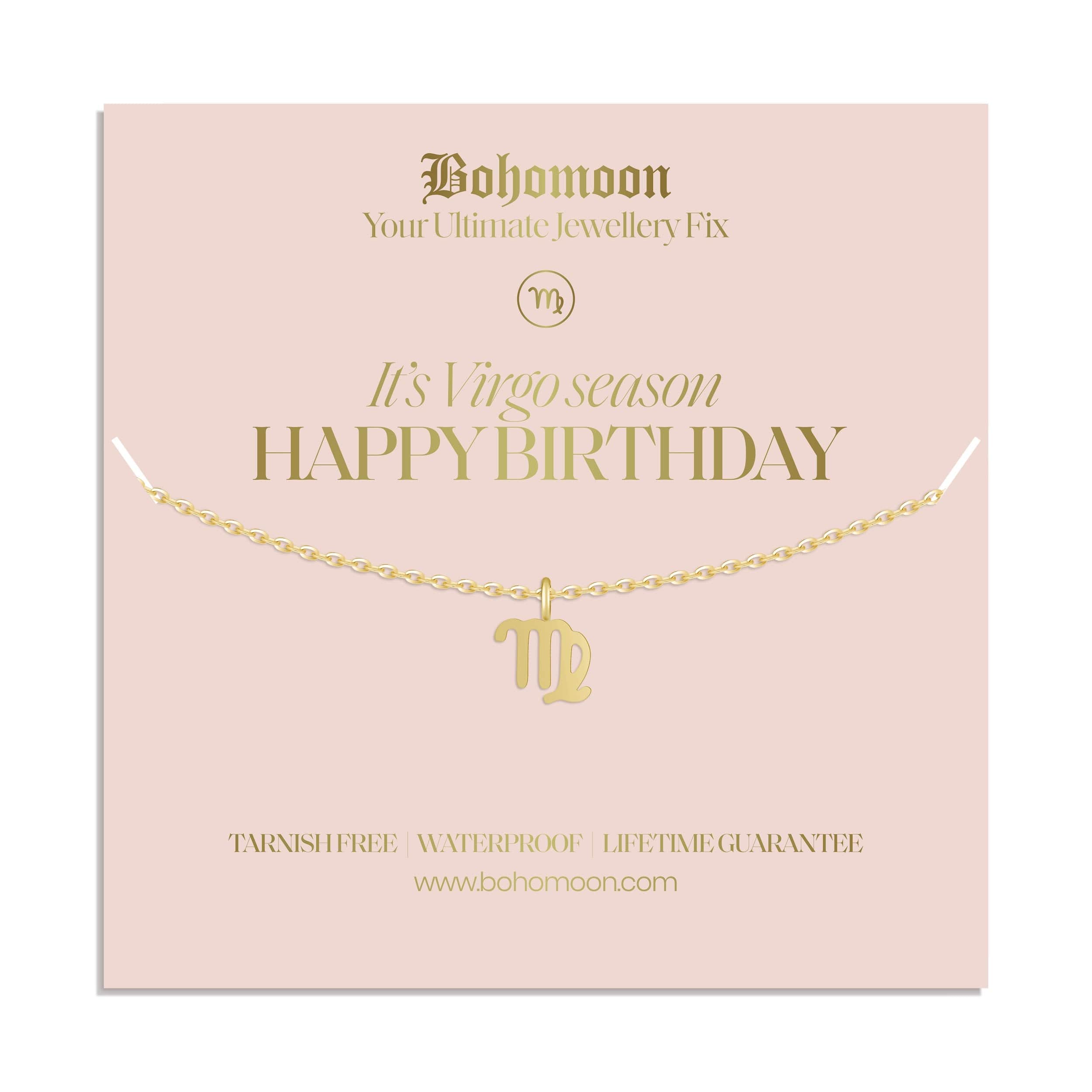 Bohomoon Stainless Steel Happy Birthday Zodiac Necklace