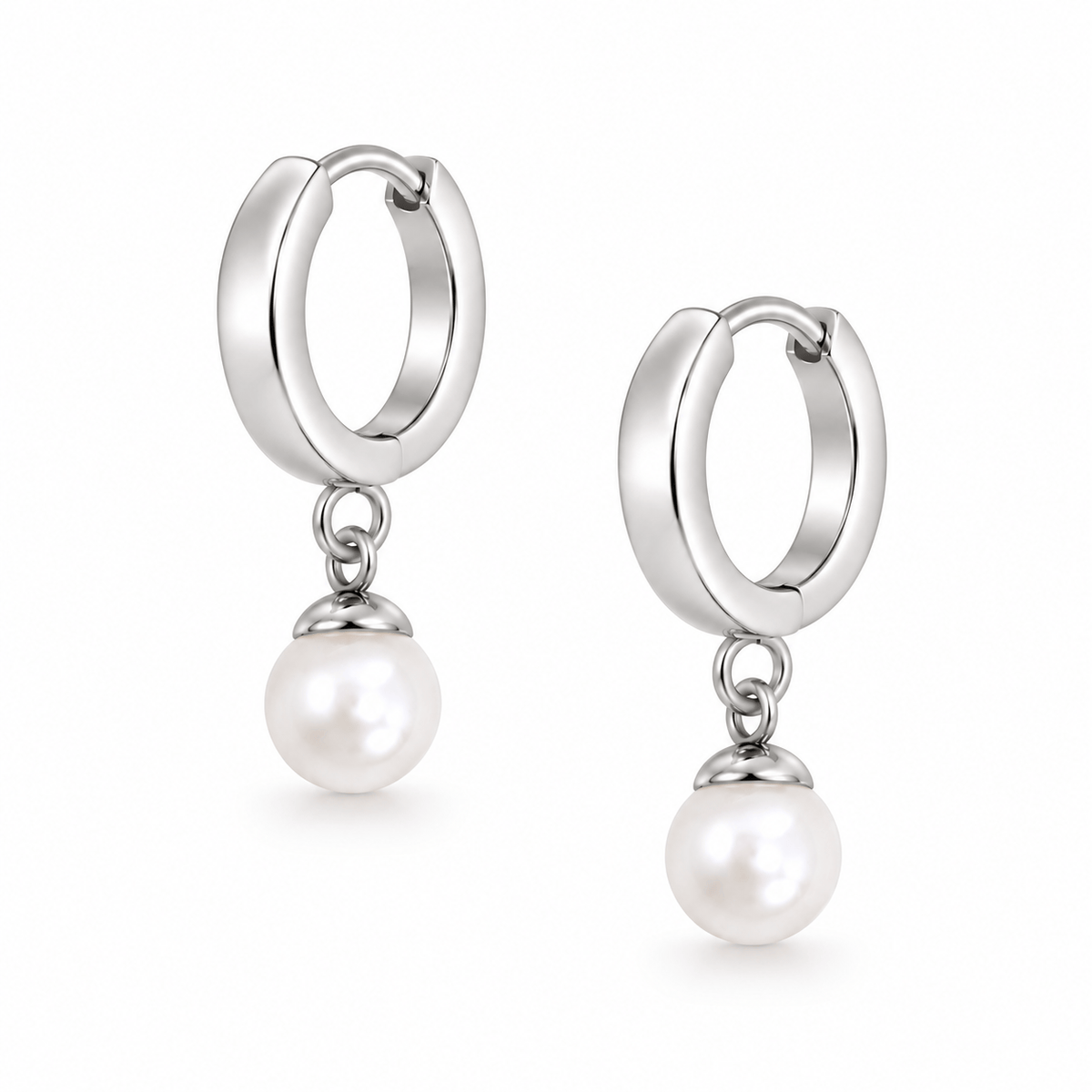 Bohomoon Stainless Steel Honolulu Pearl Hoop Earrings