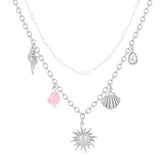 Bohomoon Stainless Steel Indie Layered Charm Necklace