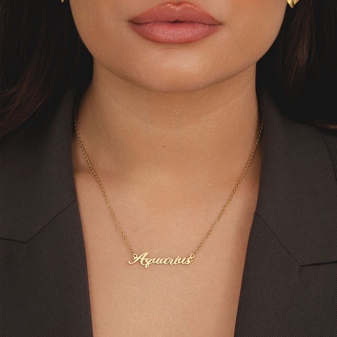 Bohomoon Stainless Steel Italic Zodiac Necklace