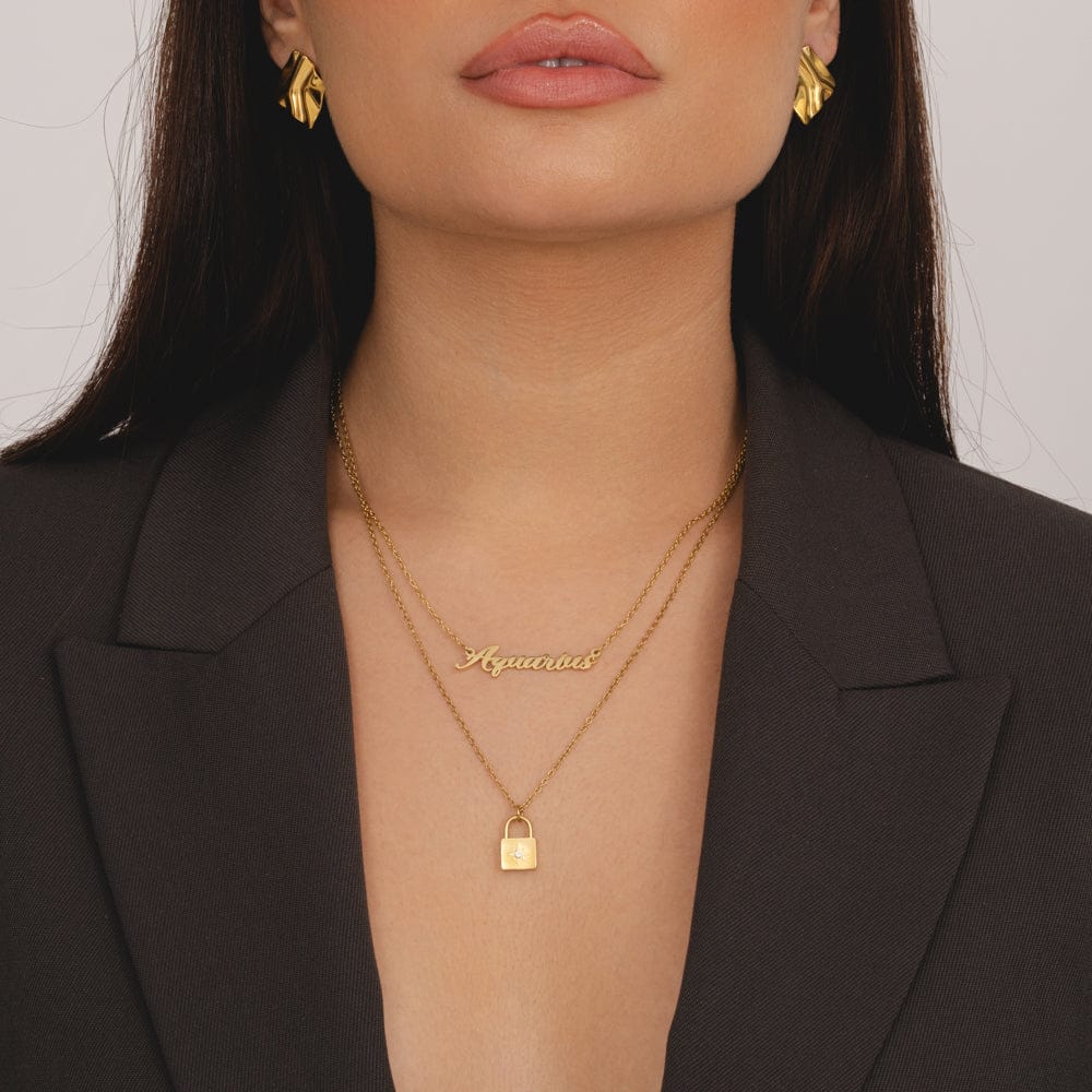 Bohomoon Stainless Steel Italic Zodiac Necklace