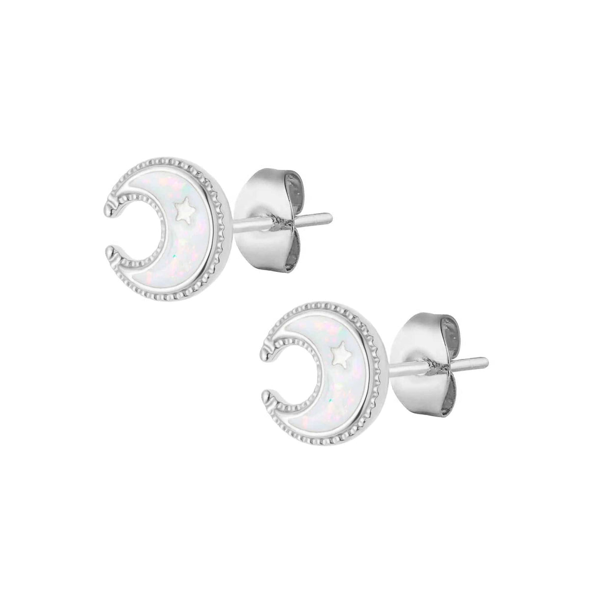 Bohomoon Stainless Steel Ivory Moon Stud Earrings