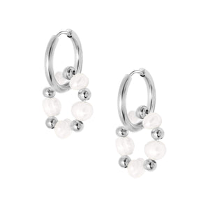 BohoMoon Stainless Steel Jacqueline Pearl Hoop Earrings Silver