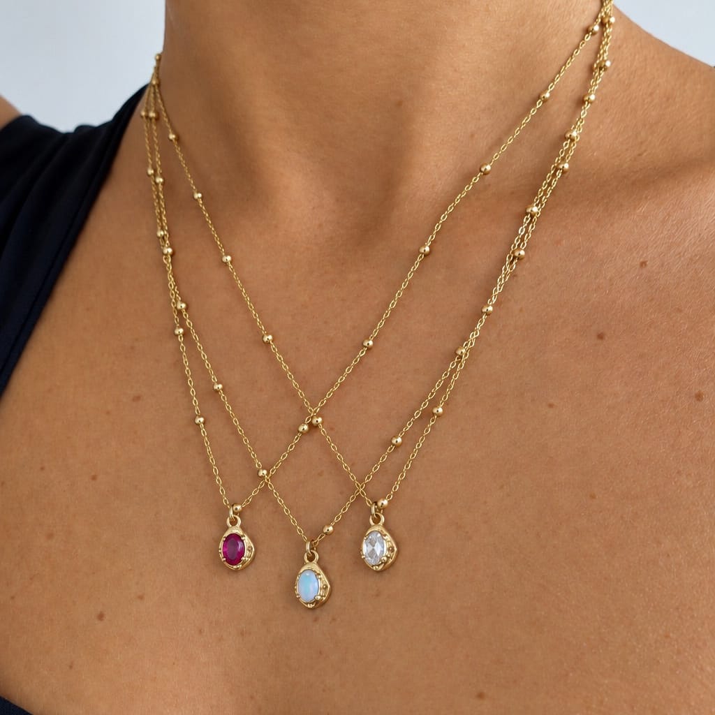 Bohomoon Stainless Steel Kaya Birthstone Necklace