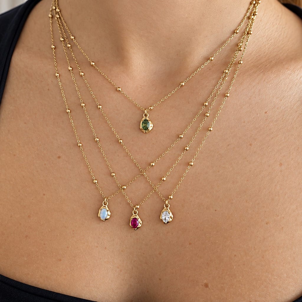 Bohomoon Stainless Steel Kaya Birthstone Necklace