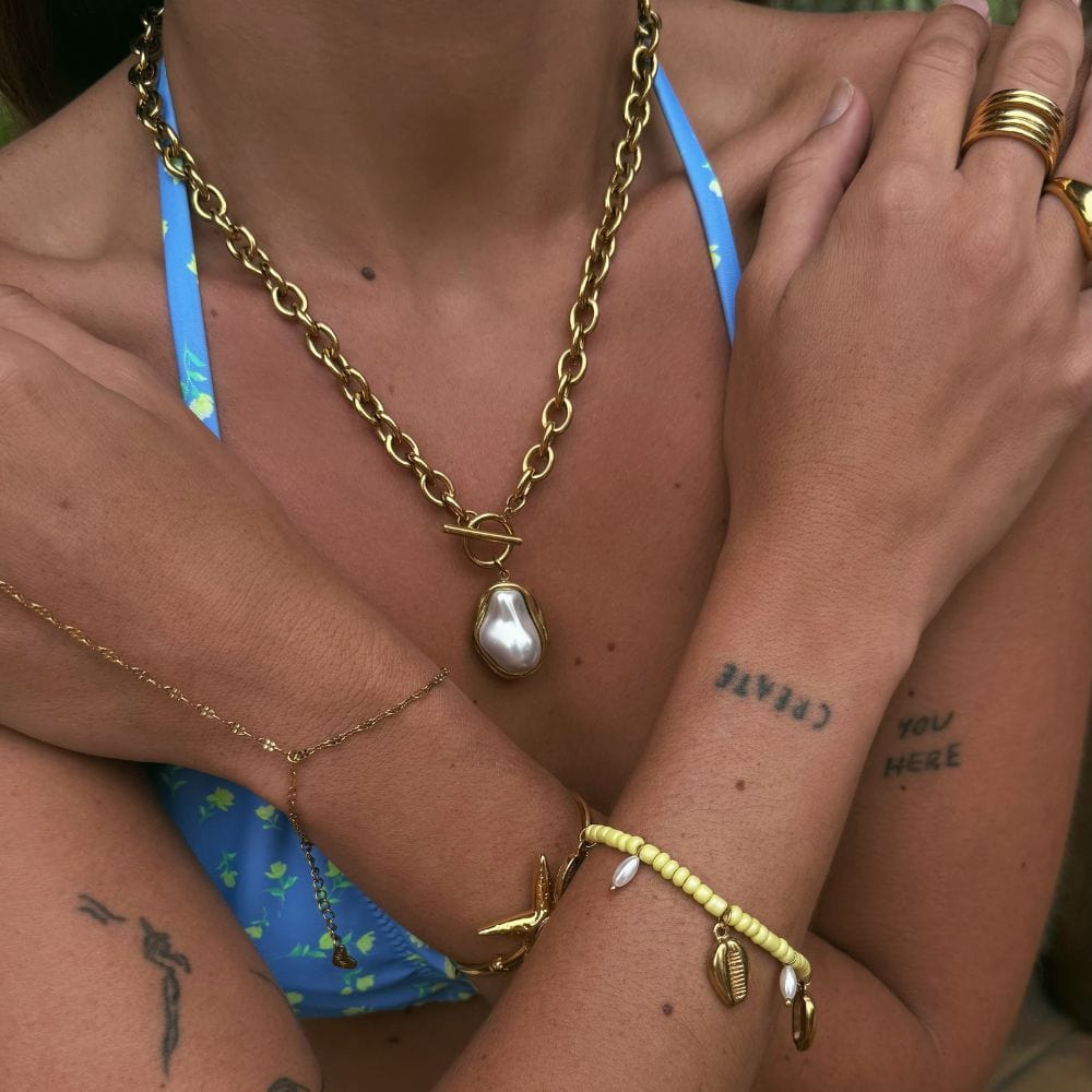 Bohomoon Stainless Steel Laurel TBar Necklace