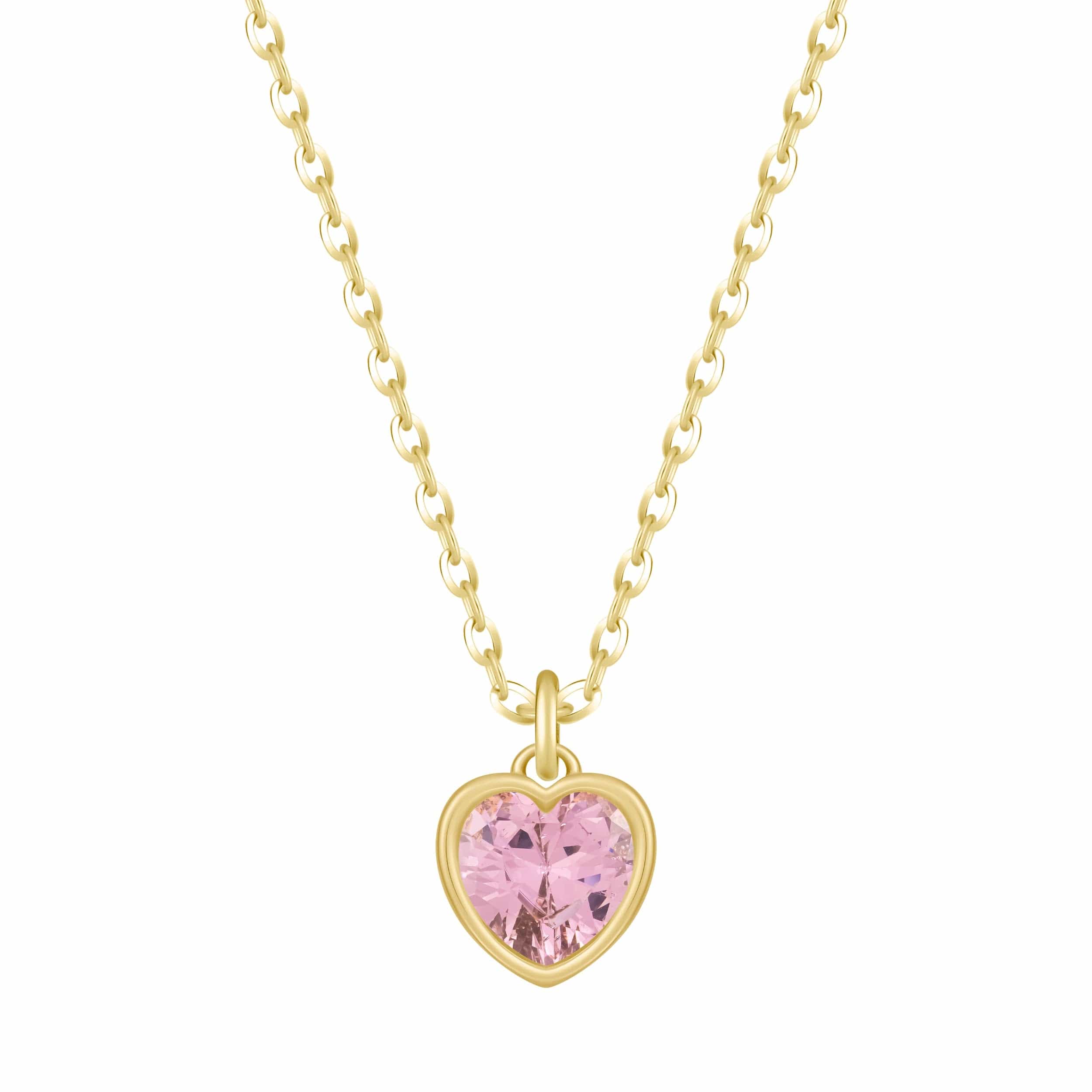 Bohomoon Stainless Steel Love Heart Birthstone Necklace