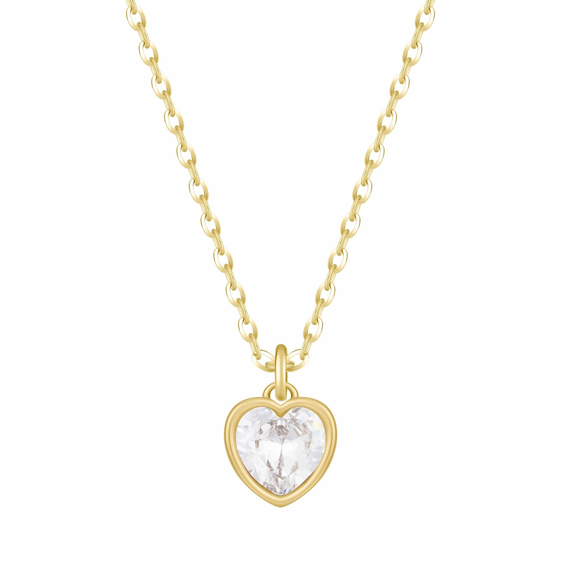 Bohomoon Stainless Steel Love Heart Birthstone Necklace