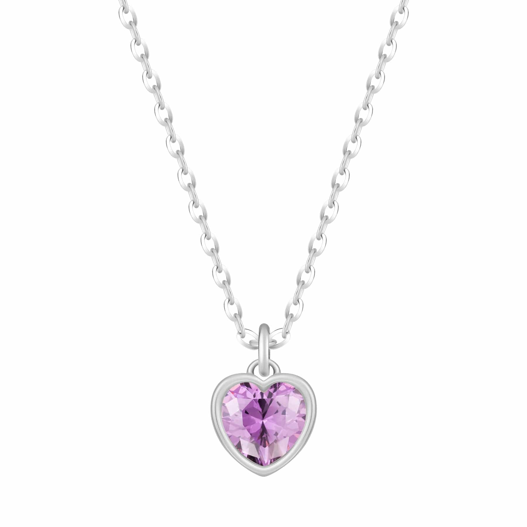 Bohomoon Stainless Steel Love Heart Birthstone Necklace