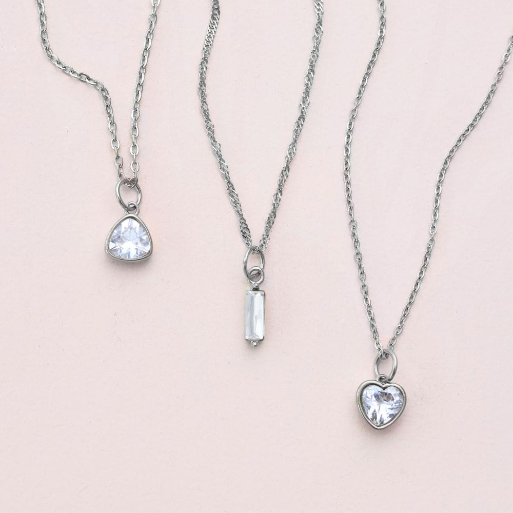 Bohomoon Stainless Steel Love Heart Birthstone Necklace