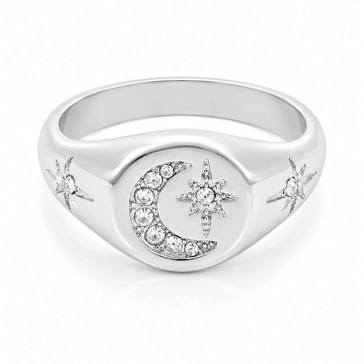 Bohomoon Stainless Steel Luna Moon Signet Ring